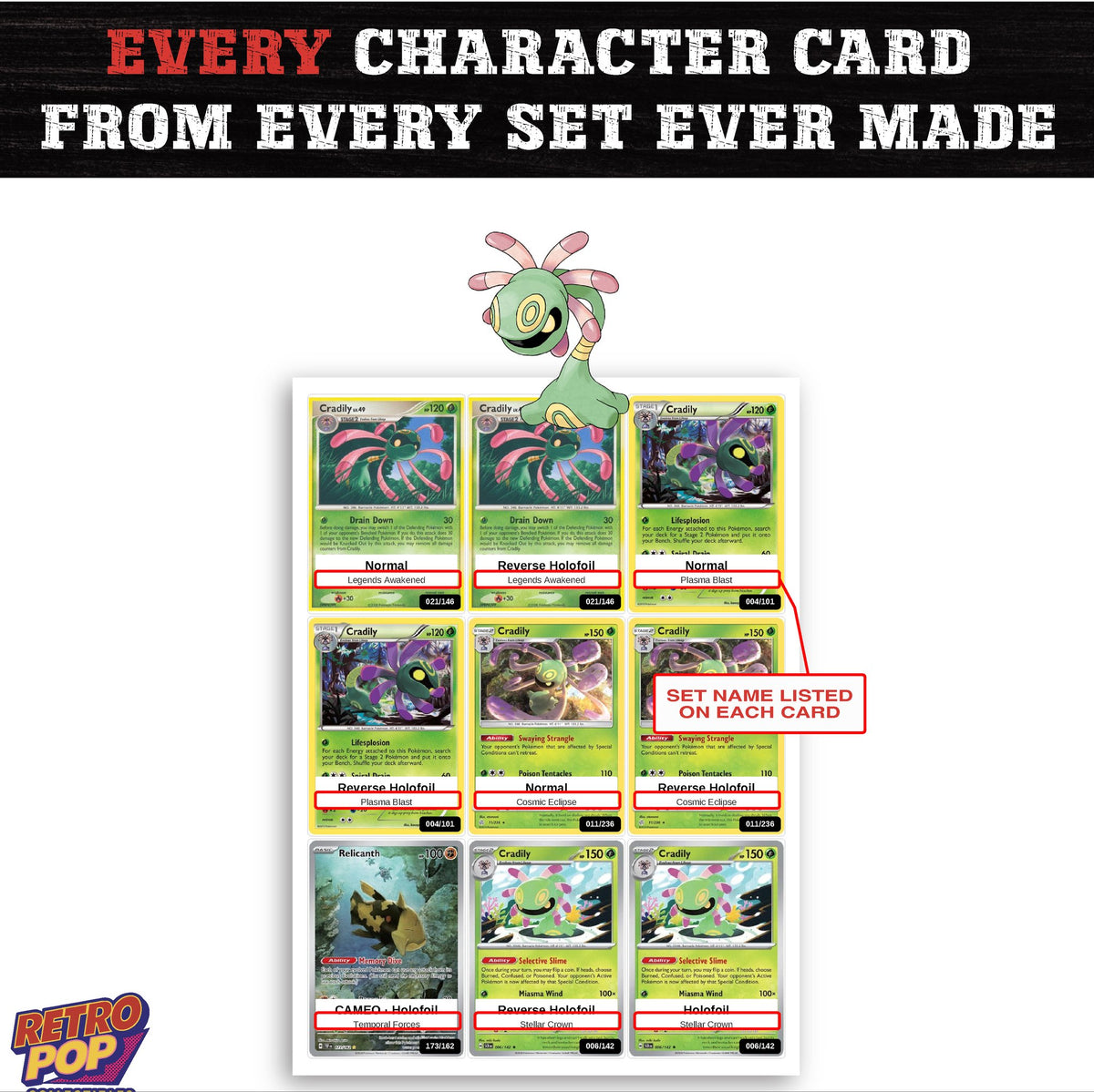Cradily card collection preview - every set Cradily appears in