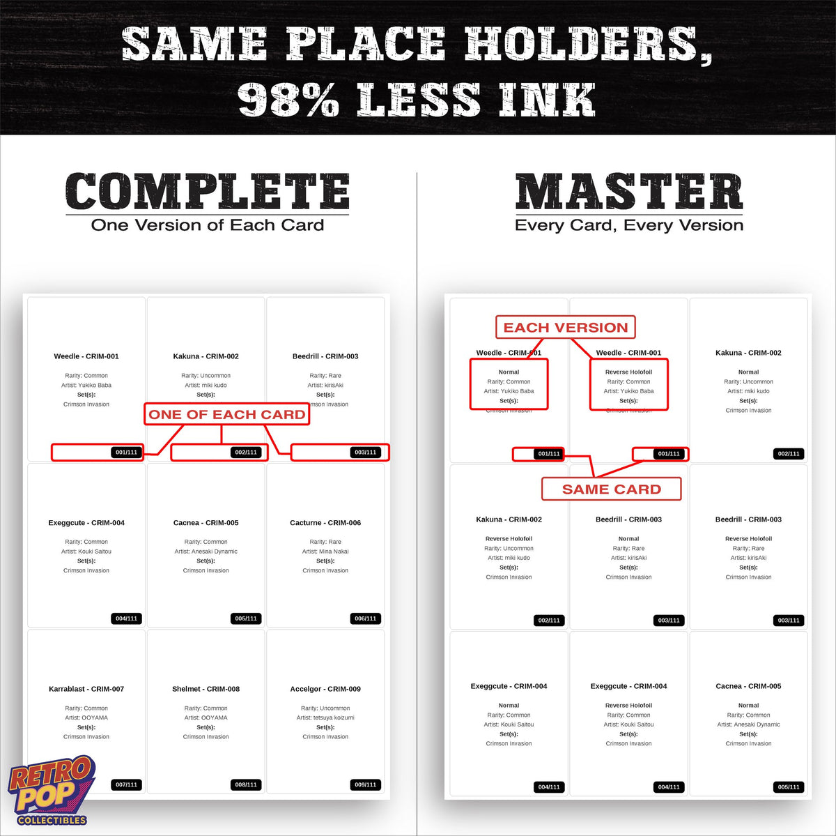 Ink saver greyscale Crimson Invasion placeholder sheet - 98 percent less ink