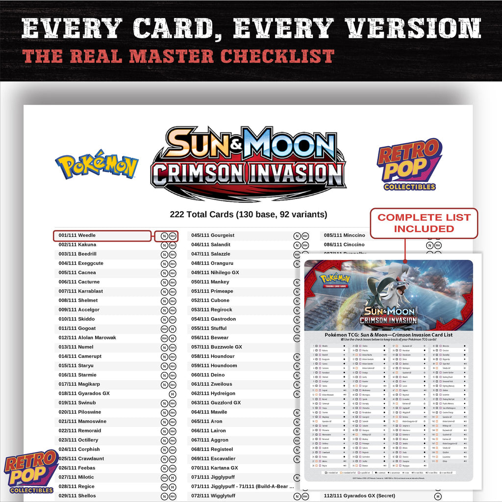 Crimson Invasion Pokemon card checklist PDF preview