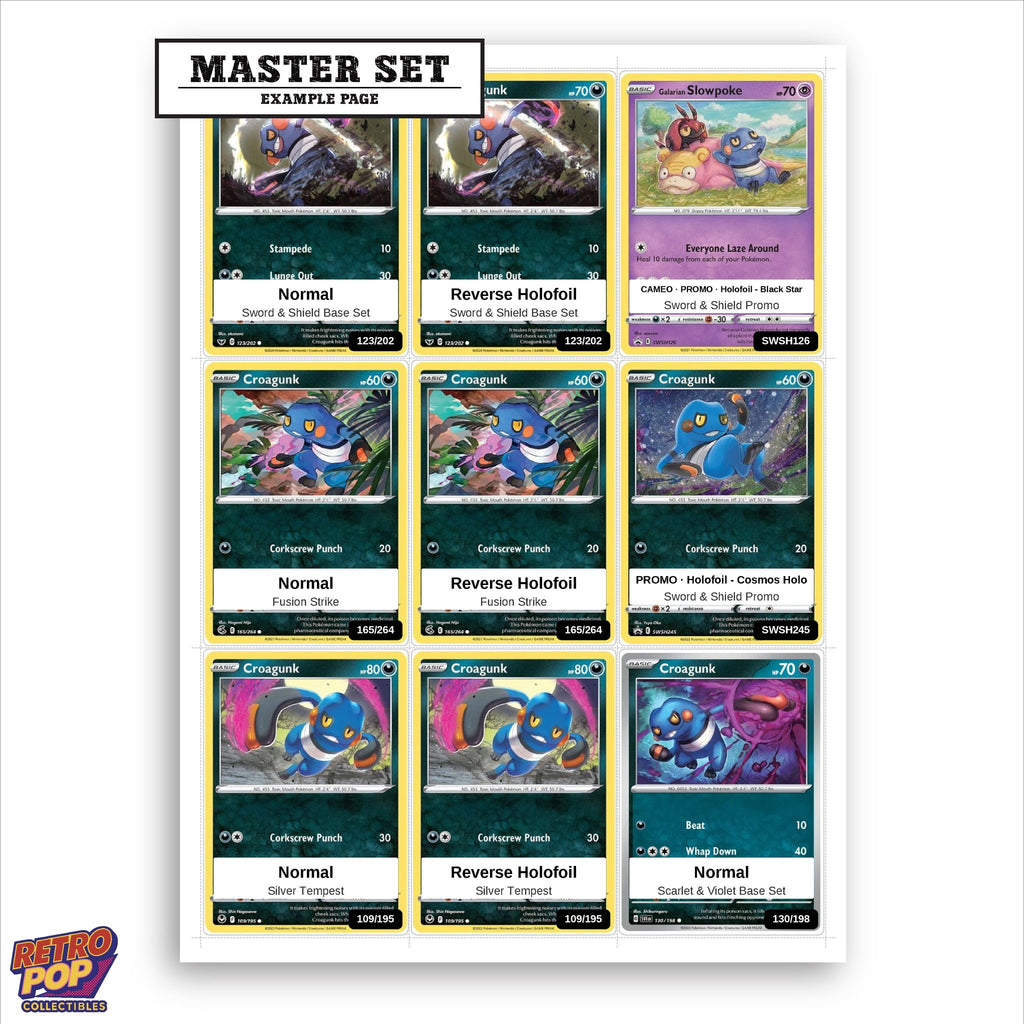 Printed Croagunk Pokemon placeholders in binder - real photo 1