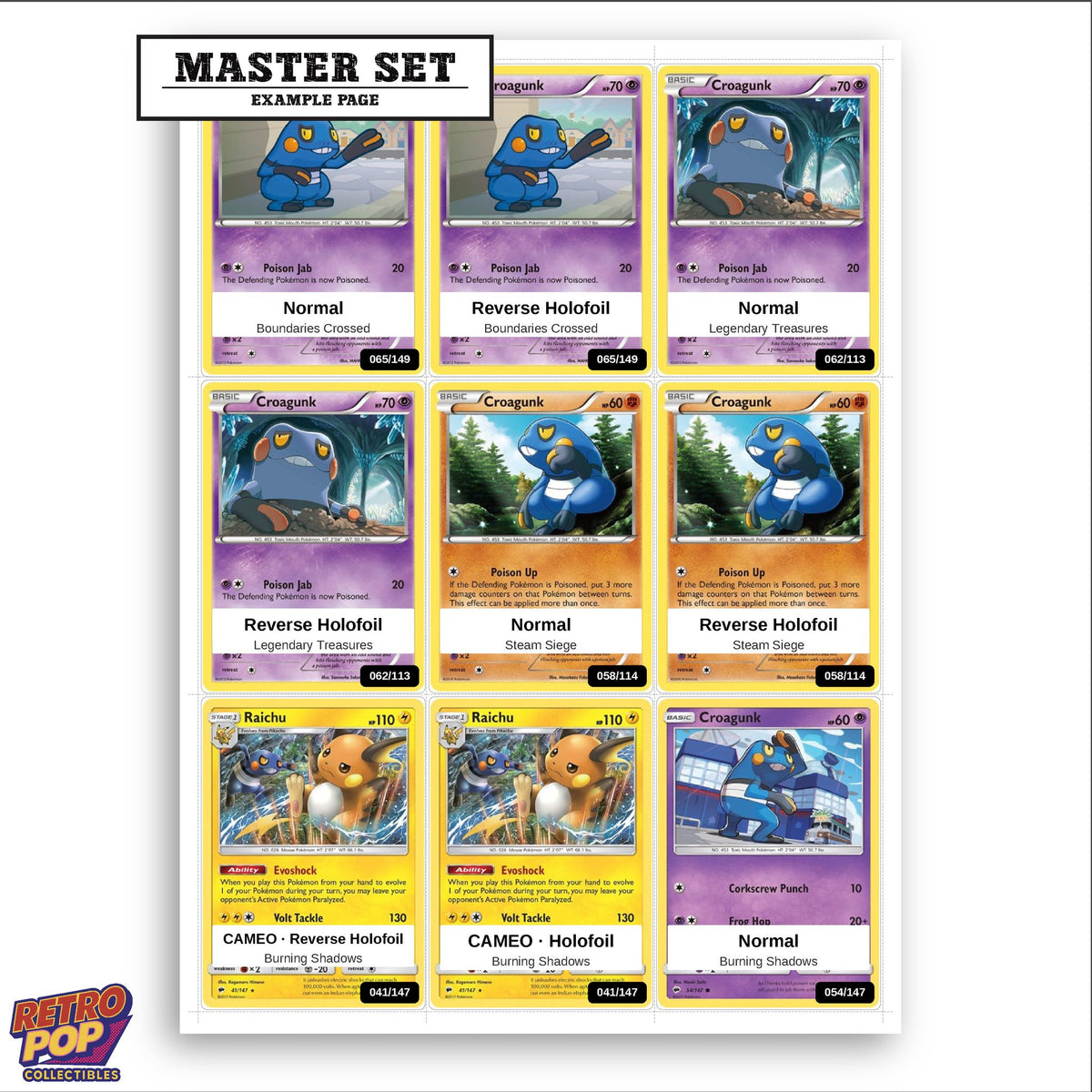 Printed Croagunk Pokemon placeholders in binder - real photo 3