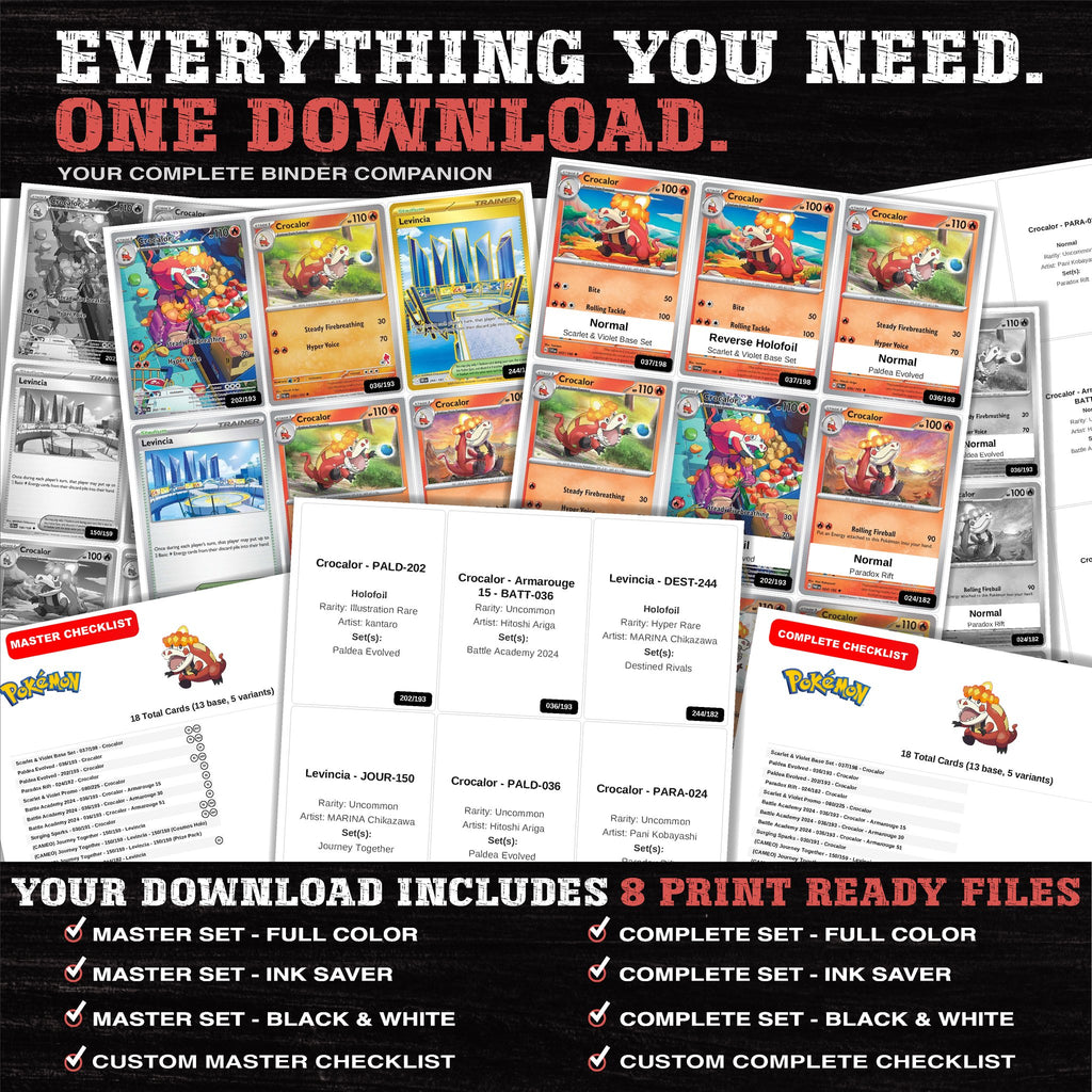 Everything included in the Crocalor master set download - 8 PDF files