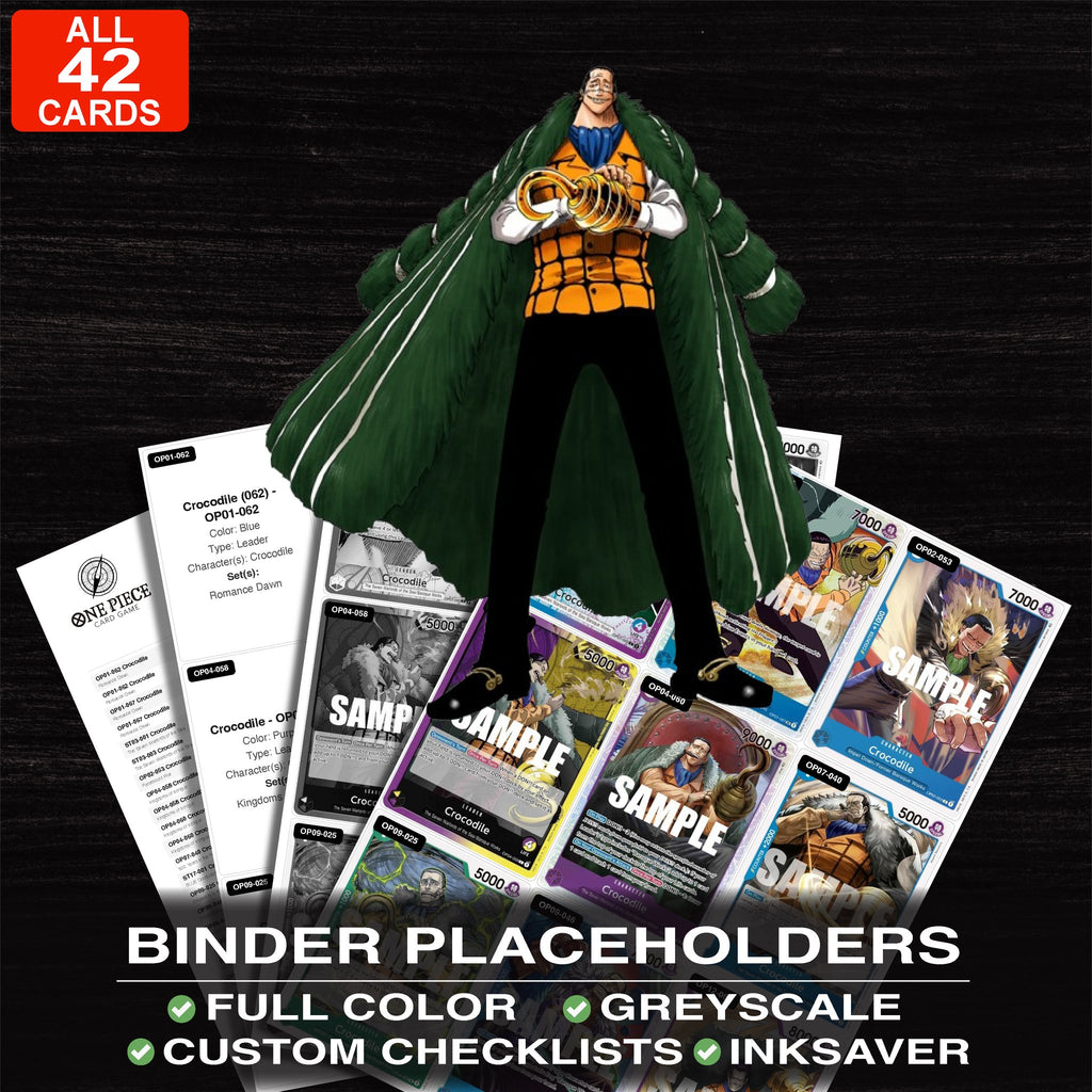 Crocodile One Piece card binder placeholders printable PDF - includes Crocodile