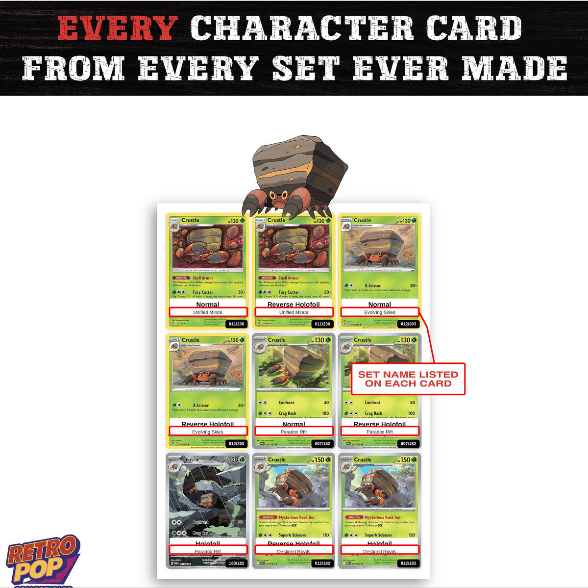 Crustle card collection preview - every set Crustle appears in