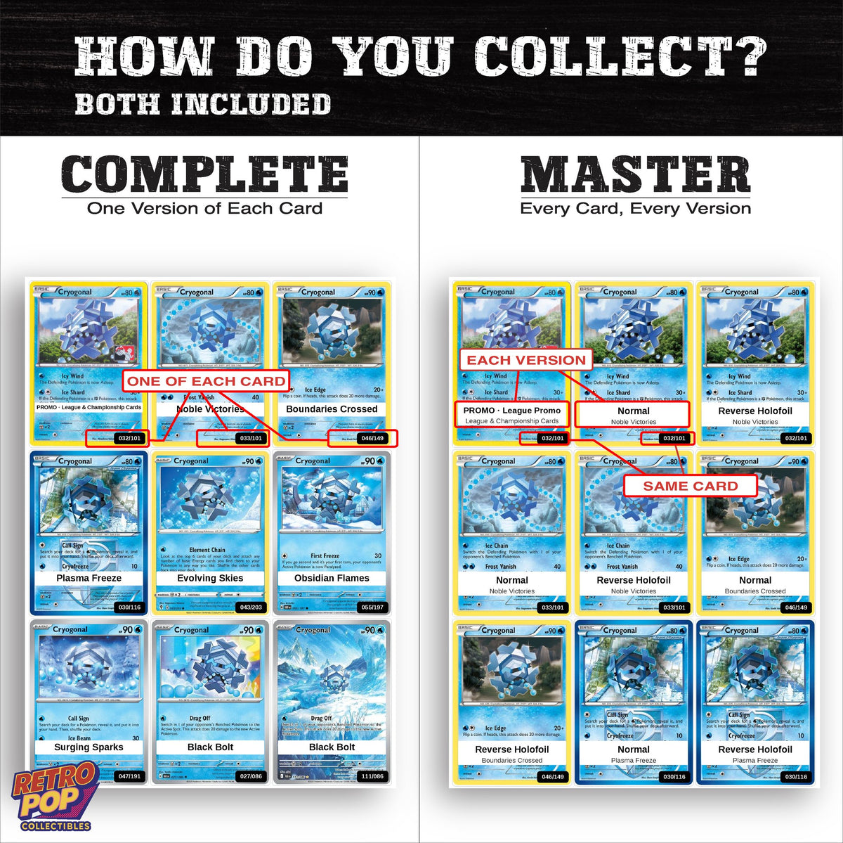 Complete Set vs Master Set versions of the Cryogonal binder placeholders