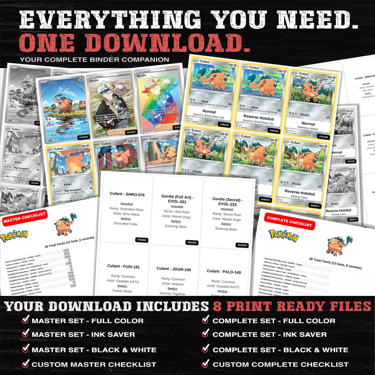 Everything included in the Cufant master set download - 8 PDF files