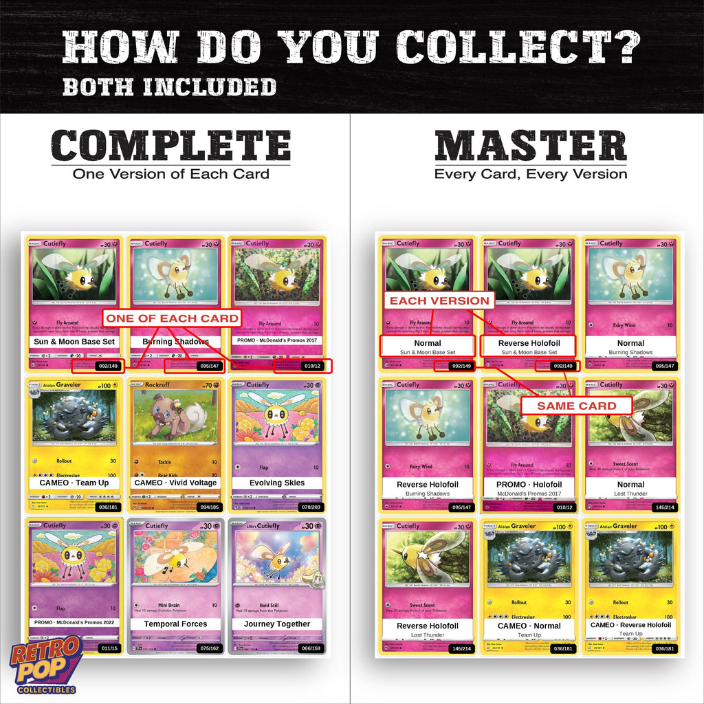 Complete Set vs Master Set versions of the Cutiefly binder placeholders