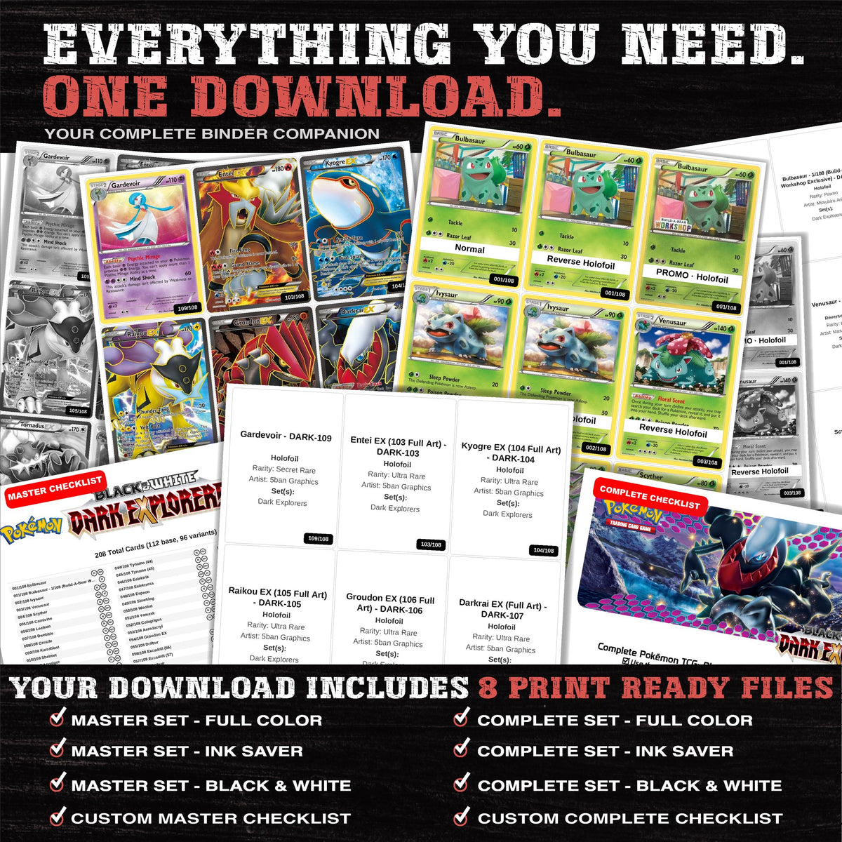 Everything included in the Dark Explorers placeholder download - 8 PDF files