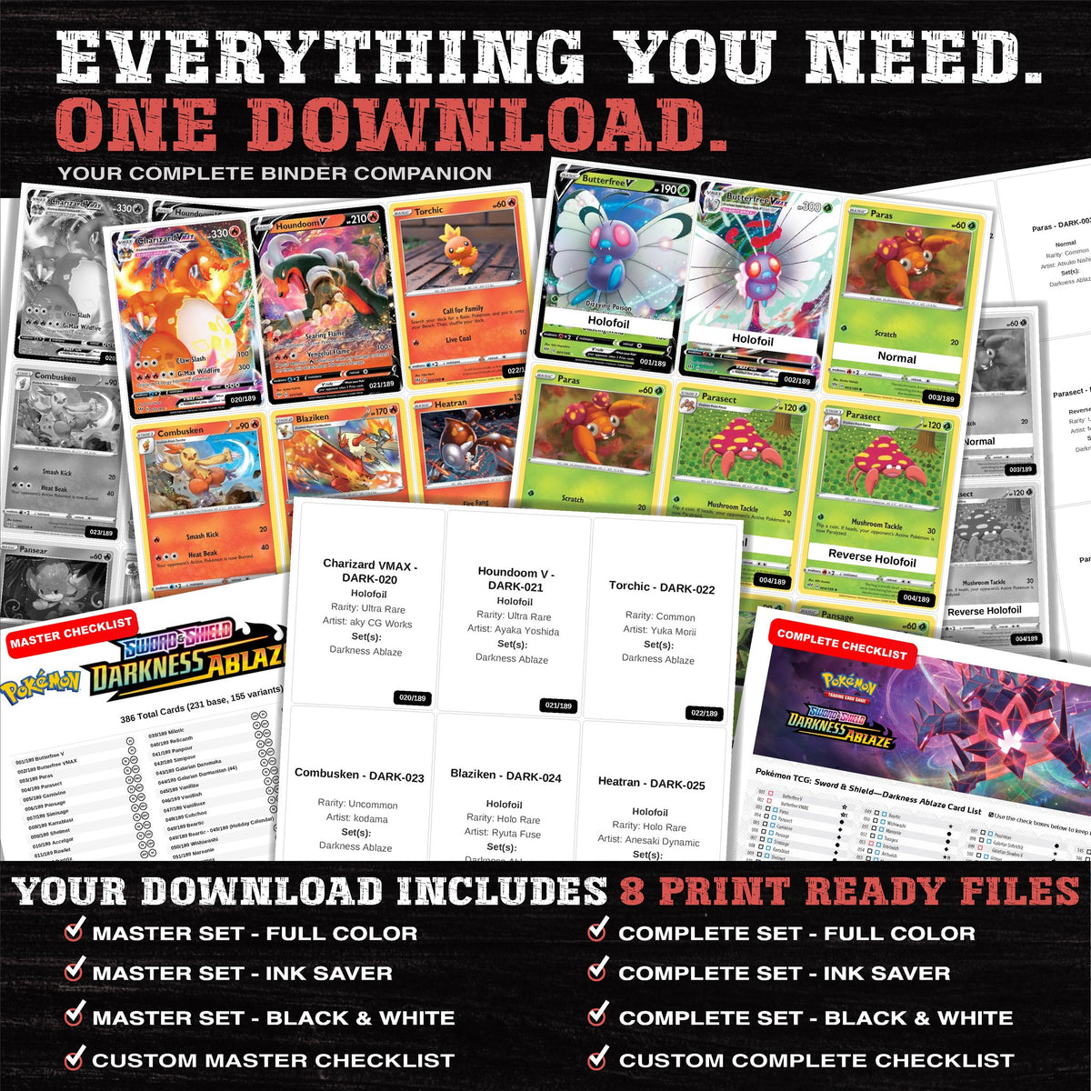 Everything included in the Darkness Ablaze placeholder download - 8 PDF files