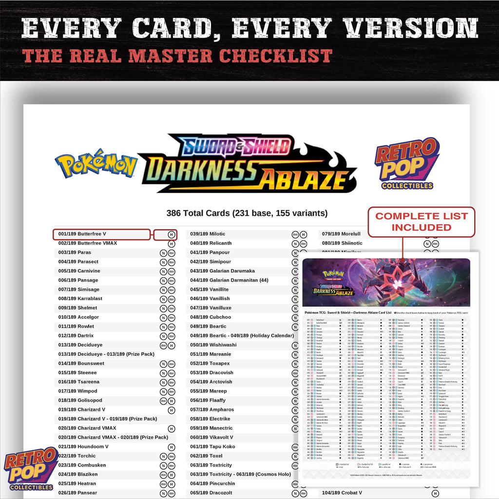 Darkness Ablaze Pokemon card checklist PDF preview