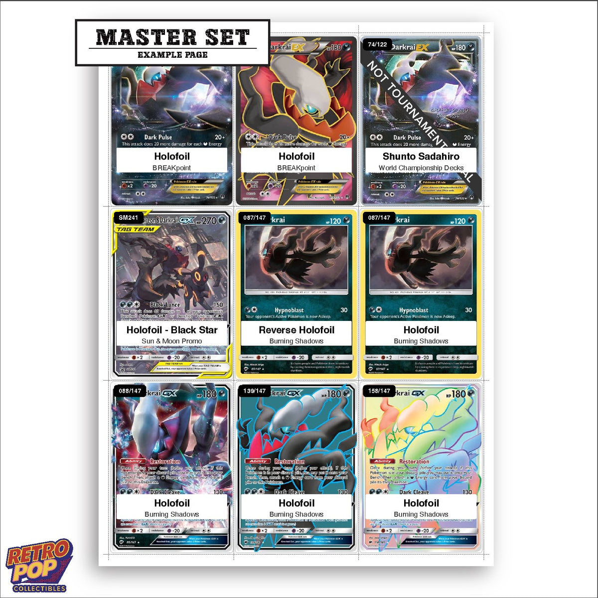 Printed Darkrai Pokemon placeholders in binder - real photo 3