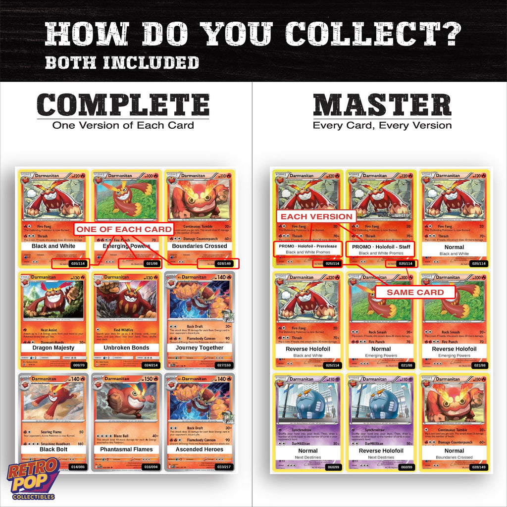Complete Set vs Master Set versions of the Darmanitan binder placeholders