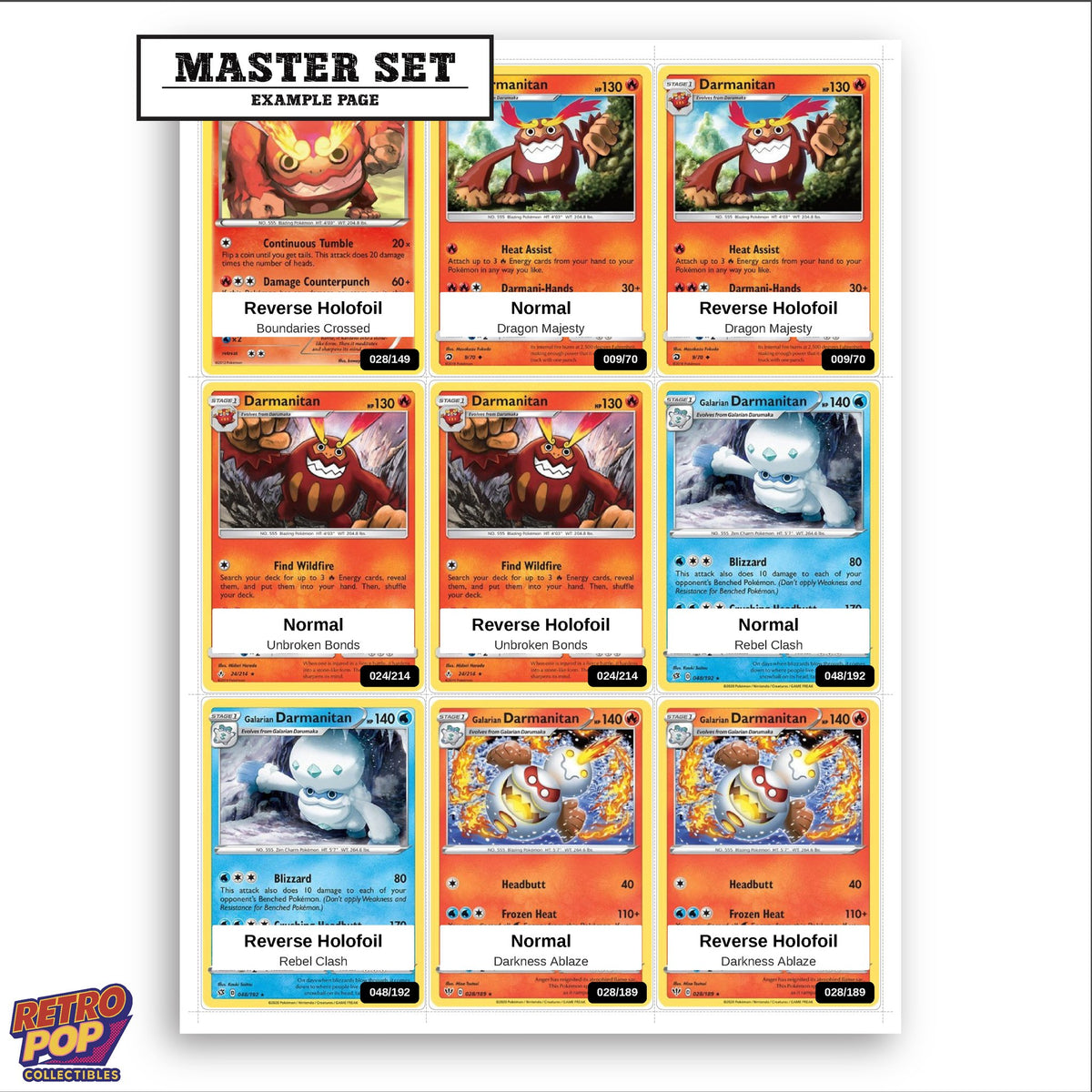 Printed Darmanitan Pokemon placeholders in binder - real photo 3
