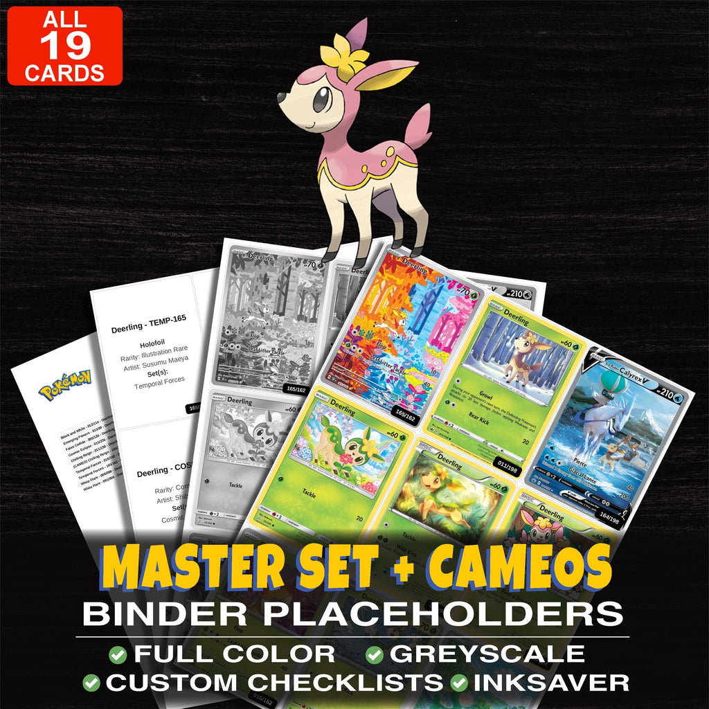 Every Deerling Pokemon card ever made - master set binder placeholders with Deerling
