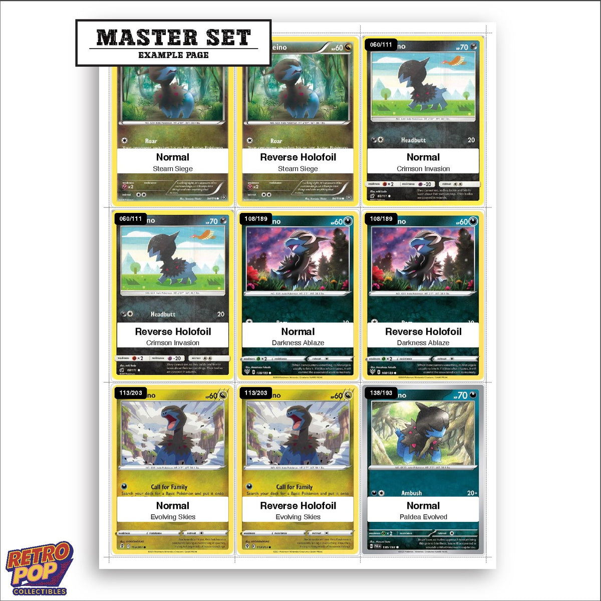 Printed Deino Pokemon placeholders in binder - real photo 3