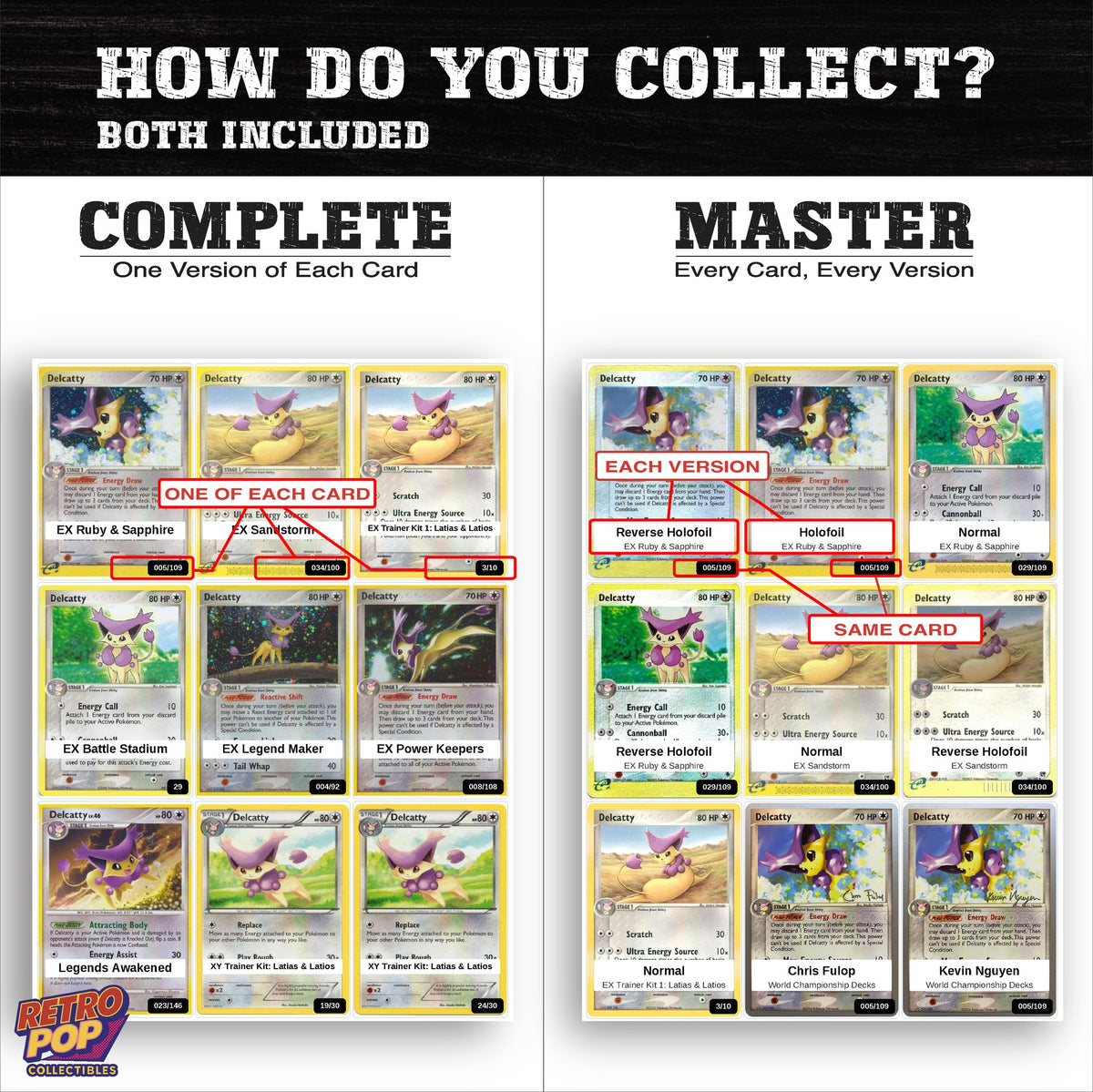 Complete Set vs Master Set versions of the Delcatty binder placeholders