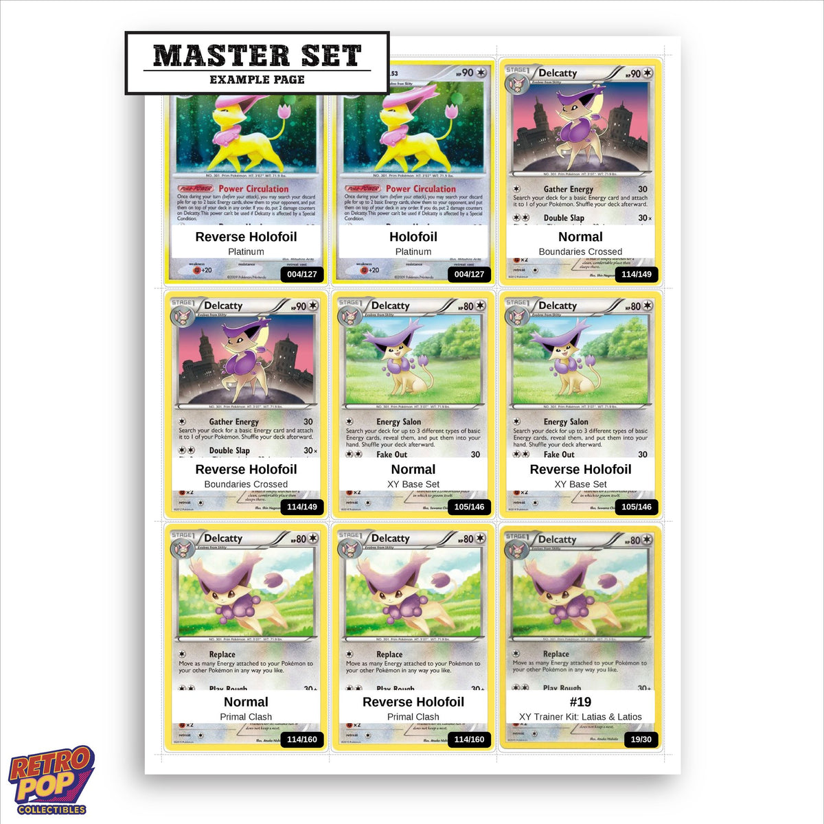 Printed Delcatty Pokemon placeholders in binder - real photo 1