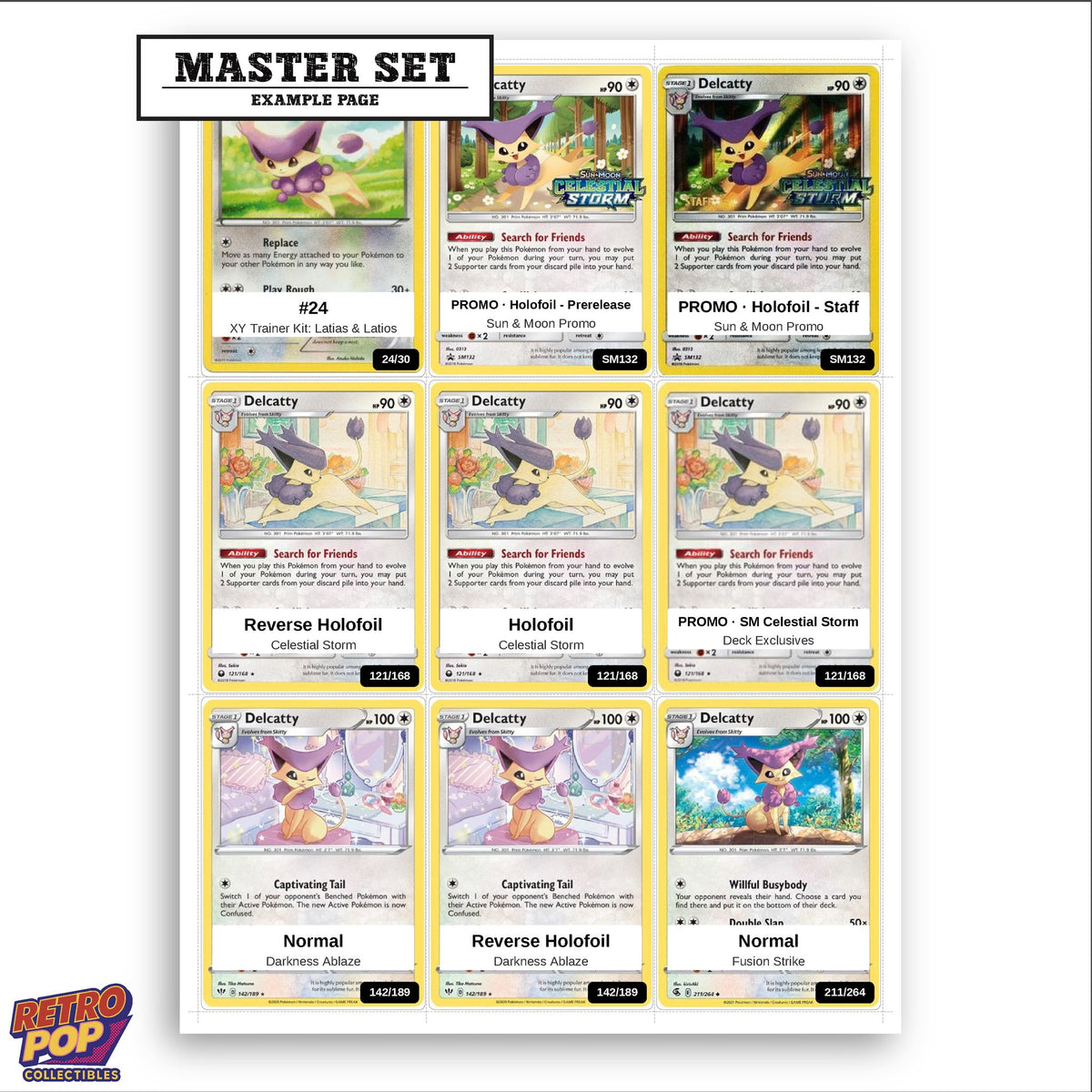 Printed Delcatty Pokemon placeholders in binder - real photo 3