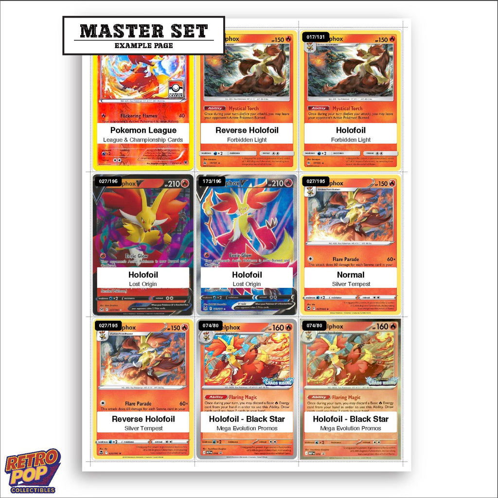 Printed Delphox Pokemon placeholders in binder - real photo 3