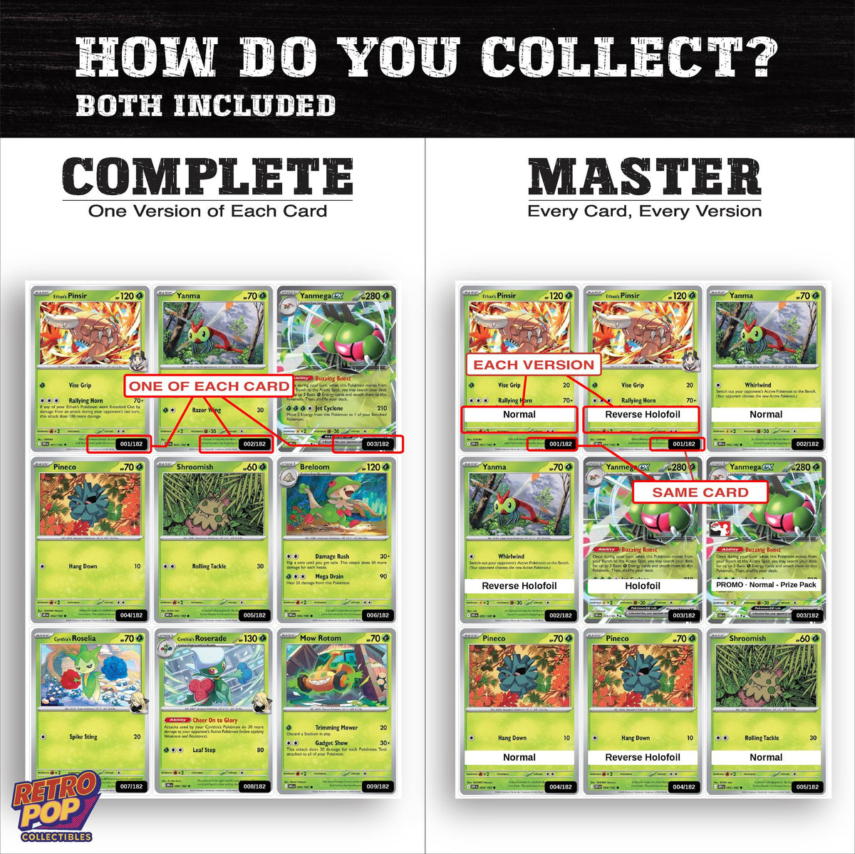 Complete Set vs Master Set versions of Destined Rivals binder placeholders