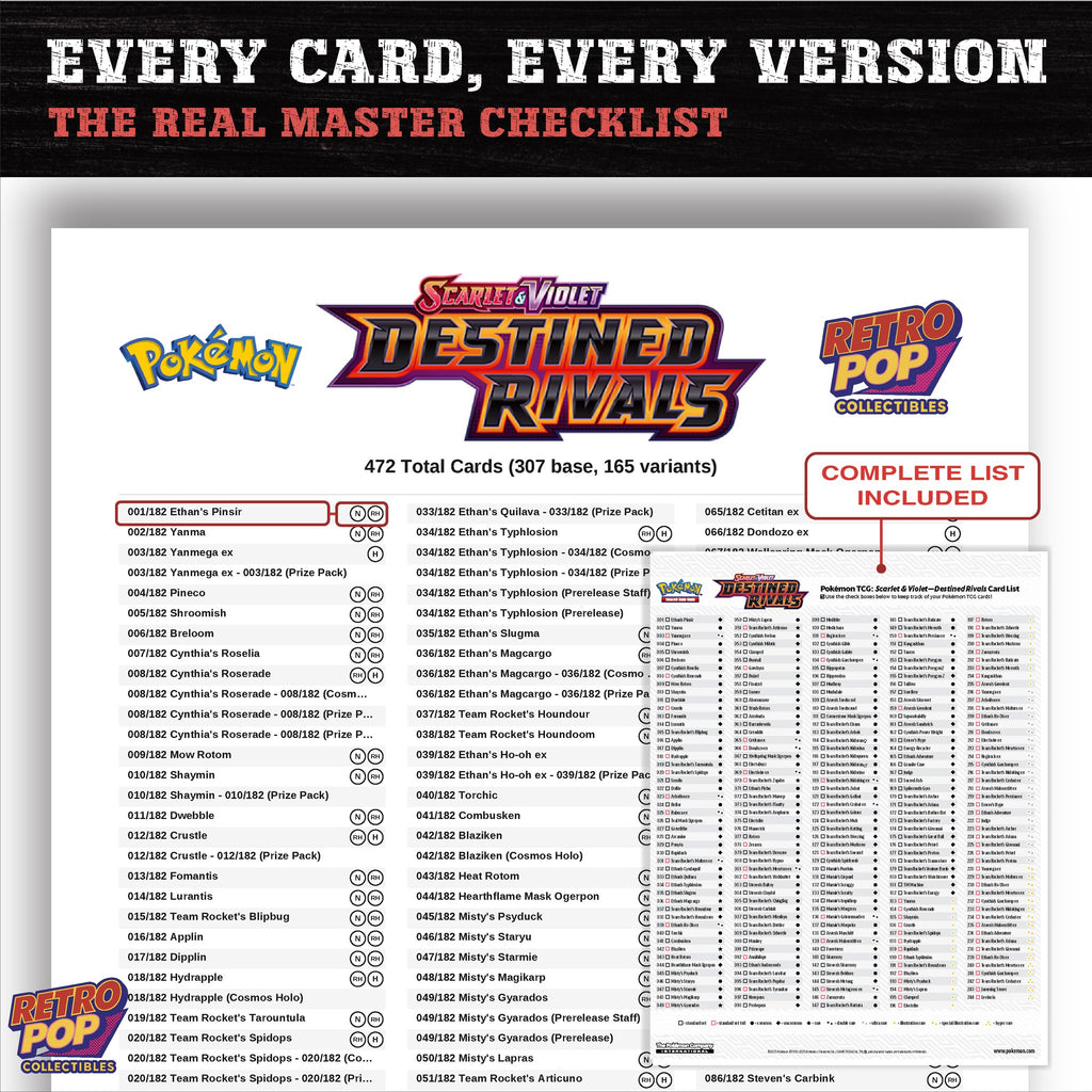Destined Rivals Pokemon card checklist PDF preview