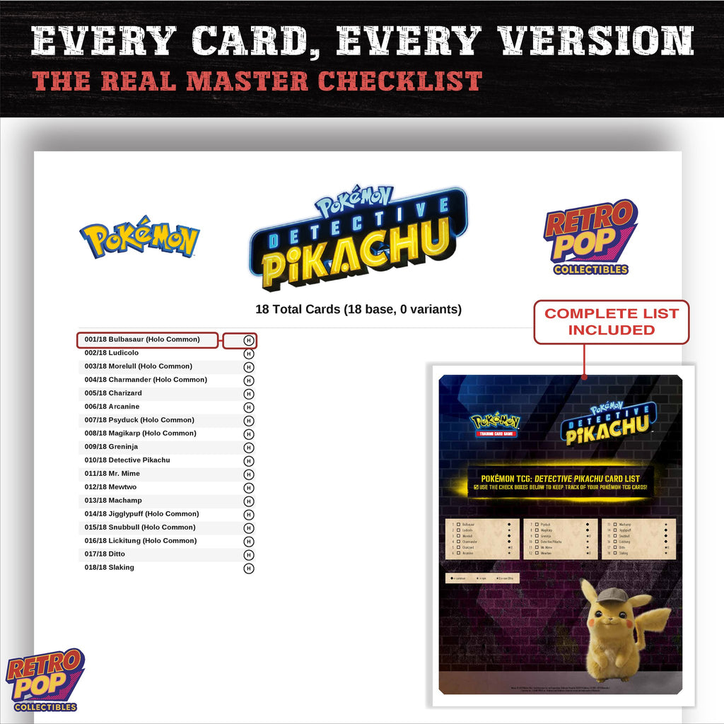 Detective Pikachu Pokemon card checklist PDF preview