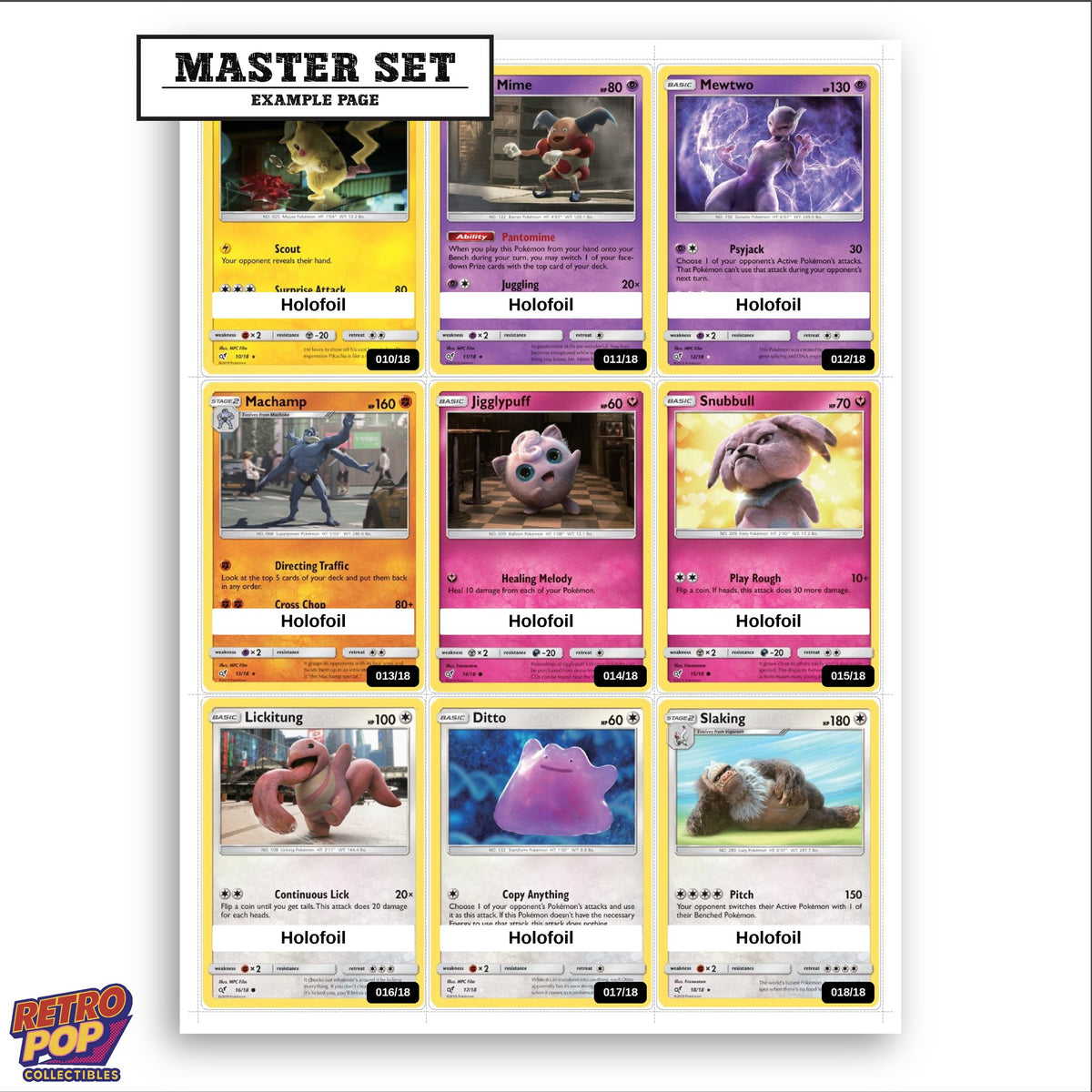 Printed Detective Pikachu placeholders in binder - real photo 3