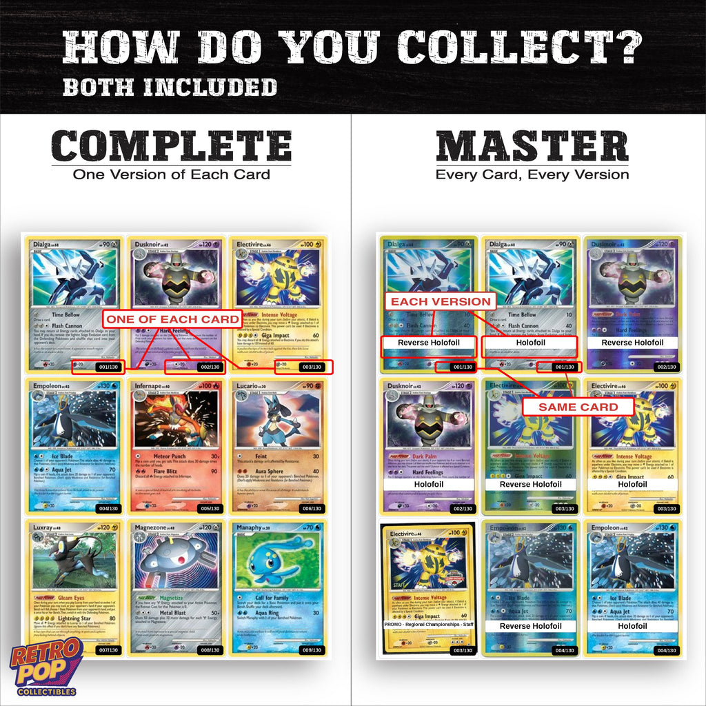 Complete Set vs Master Set versions of Diamond and Pearl binder placeholders
