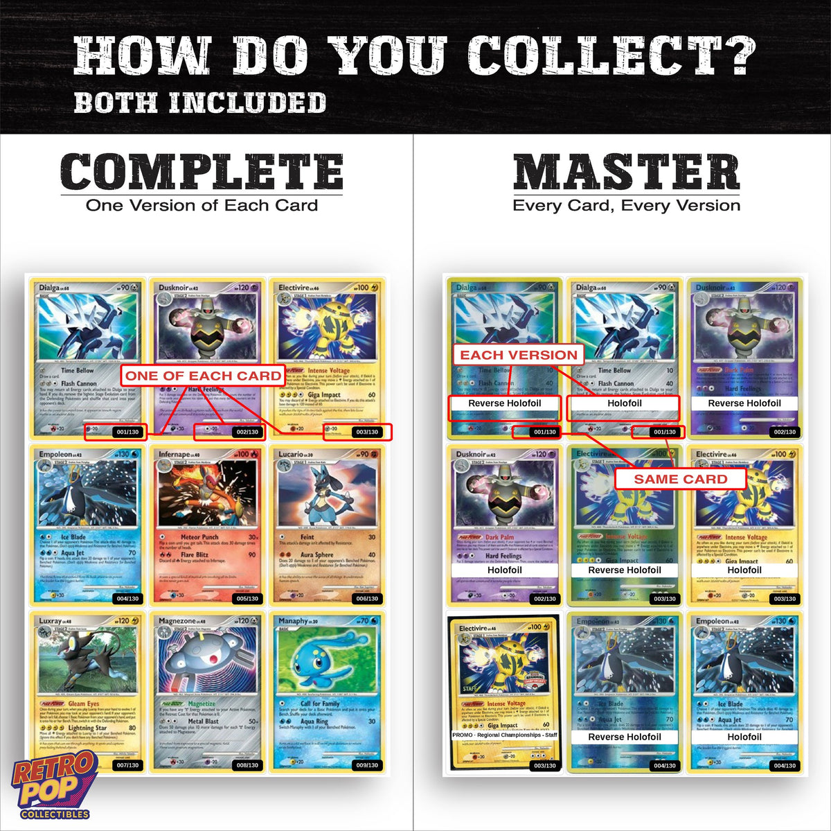 Complete Set vs Master Set versions of Diamond and Pearl binder placeholders