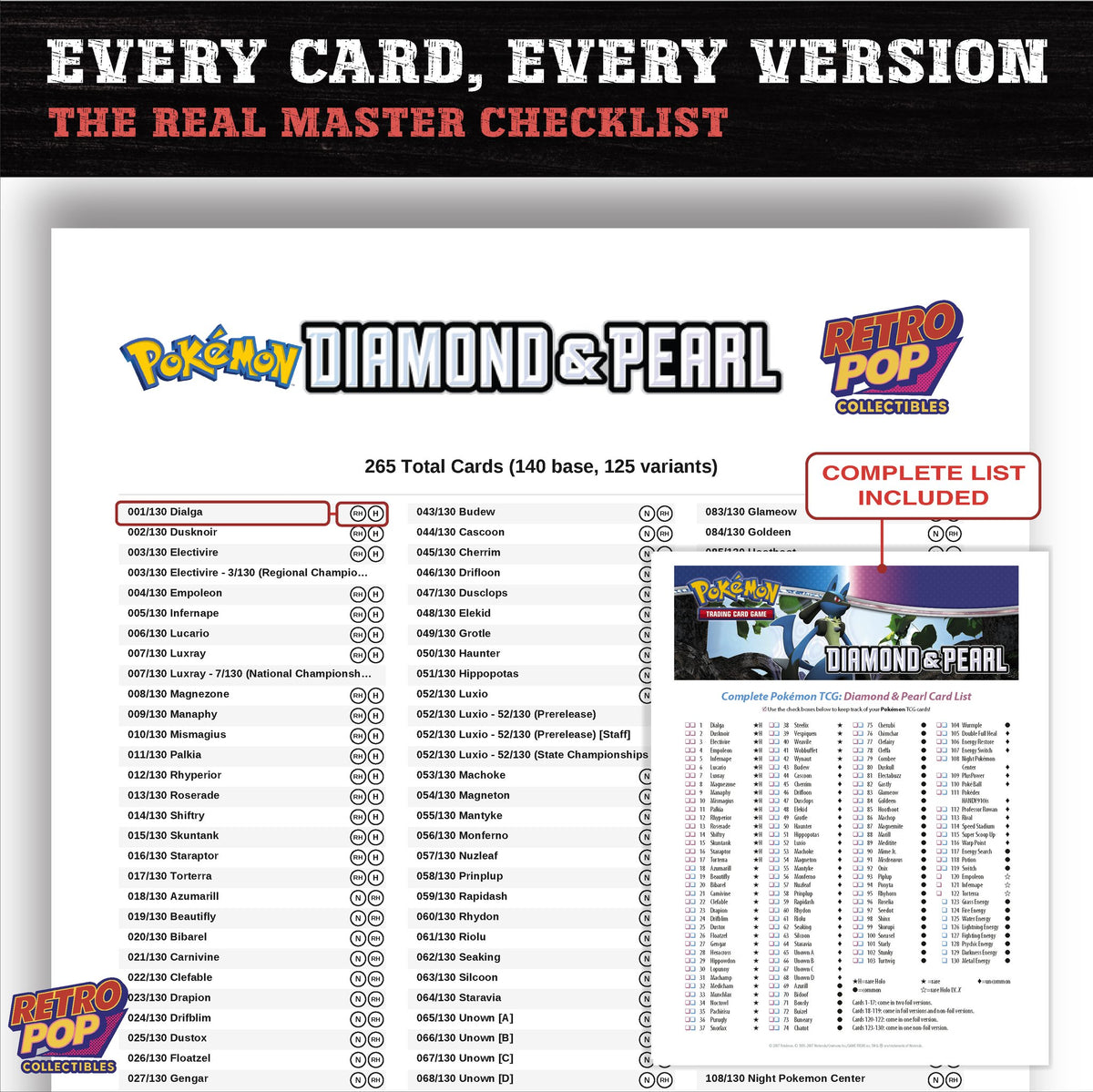 Diamond and Pearl Pokemon card checklist PDF preview