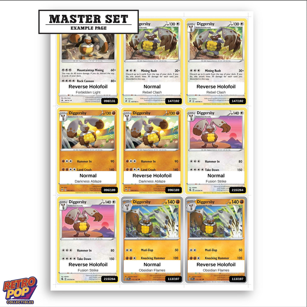 Printed Diggersby Pokemon placeholders in binder - real photo 3