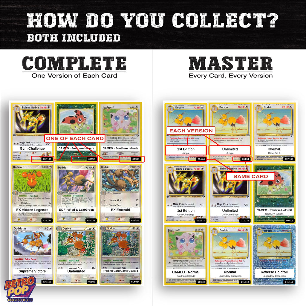 Complete Set vs Master Set versions of the Dodrio binder placeholders