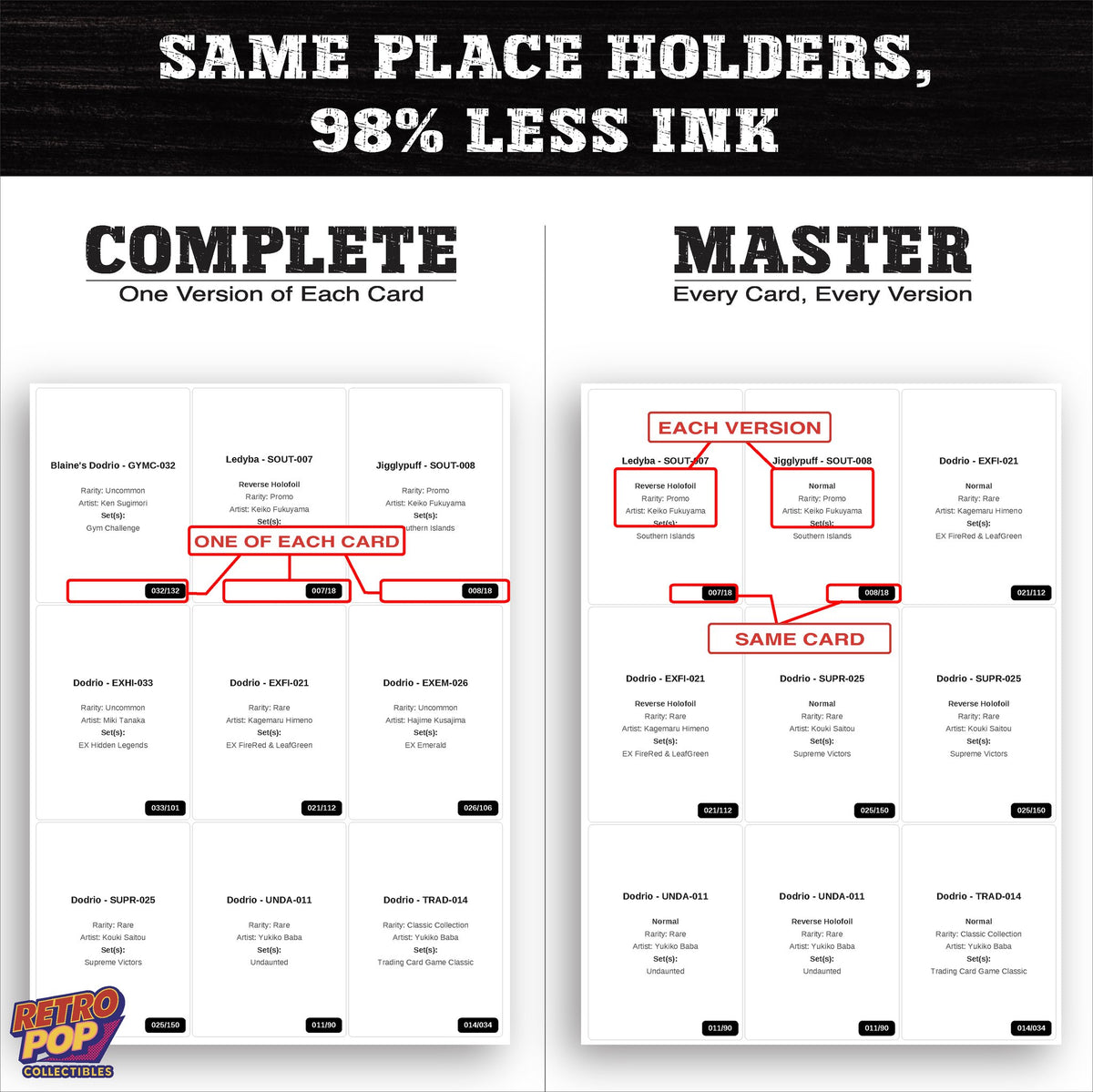 Ink saver greyscale Dodrio placeholder sheet - 98 percent less ink