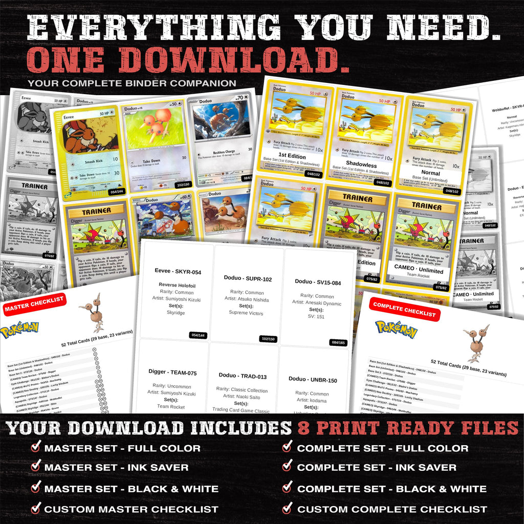 Everything included in the Doduo master set download - 8 PDF files