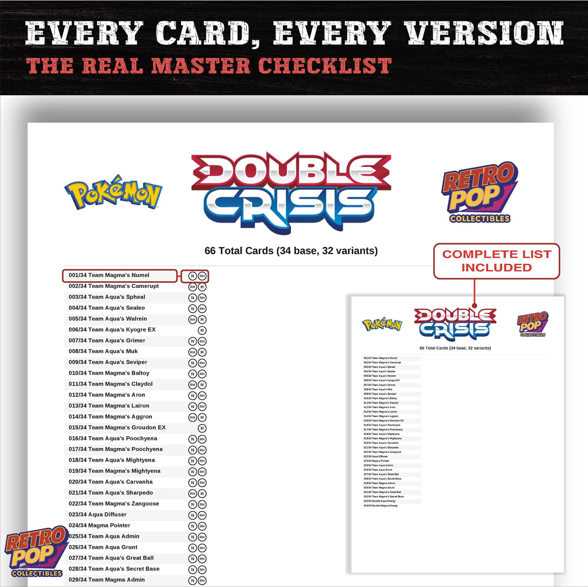 Double Crisis Pokemon card checklist PDF preview