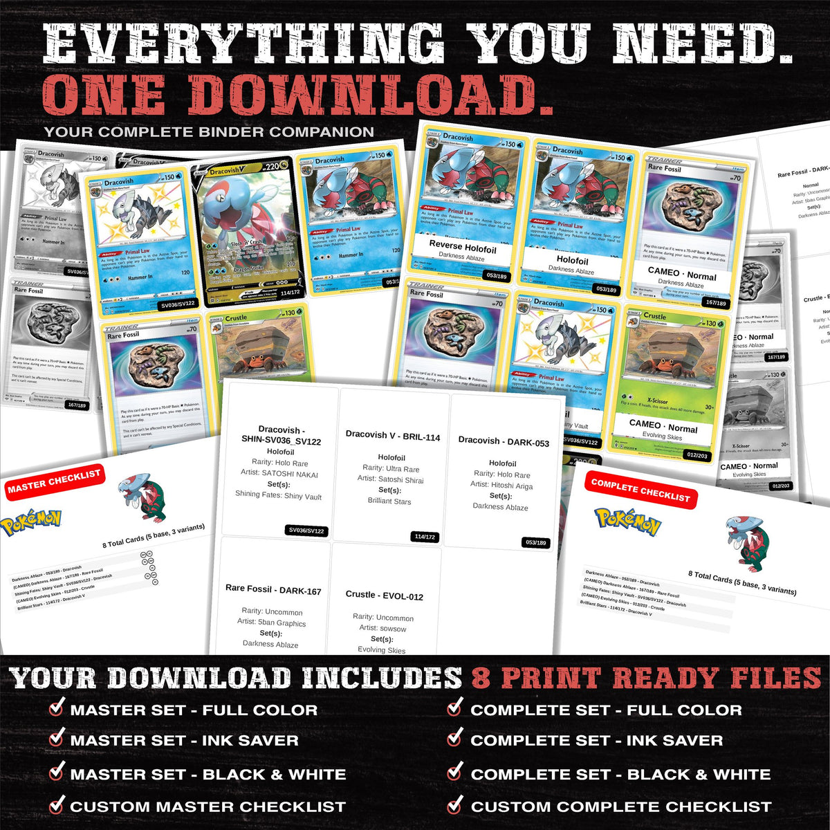 Everything included in the Dracovish master set download - 8 PDF files