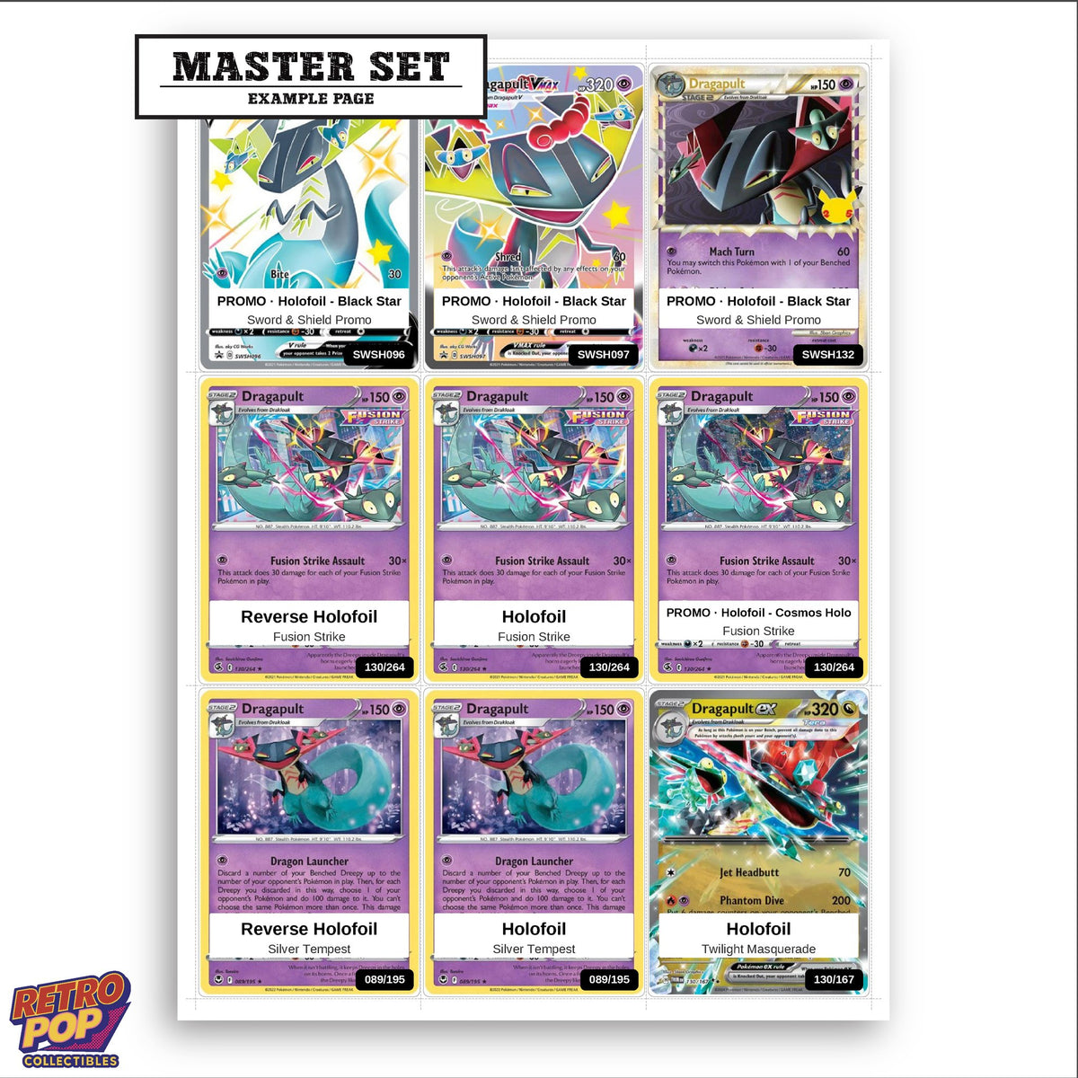Printed Dragapult Pokemon placeholders in binder - real photo 3