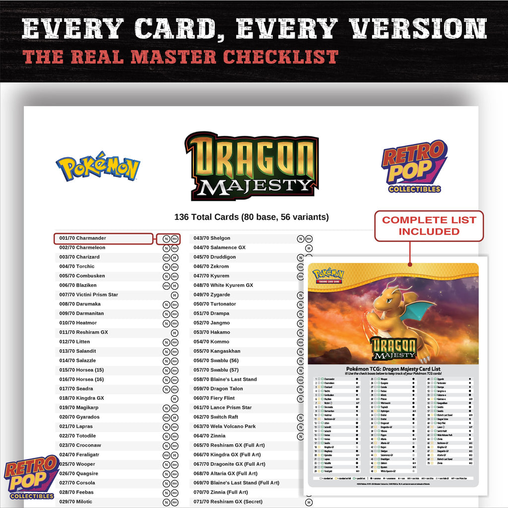Dragon Majesty Pokemon card checklist PDF preview