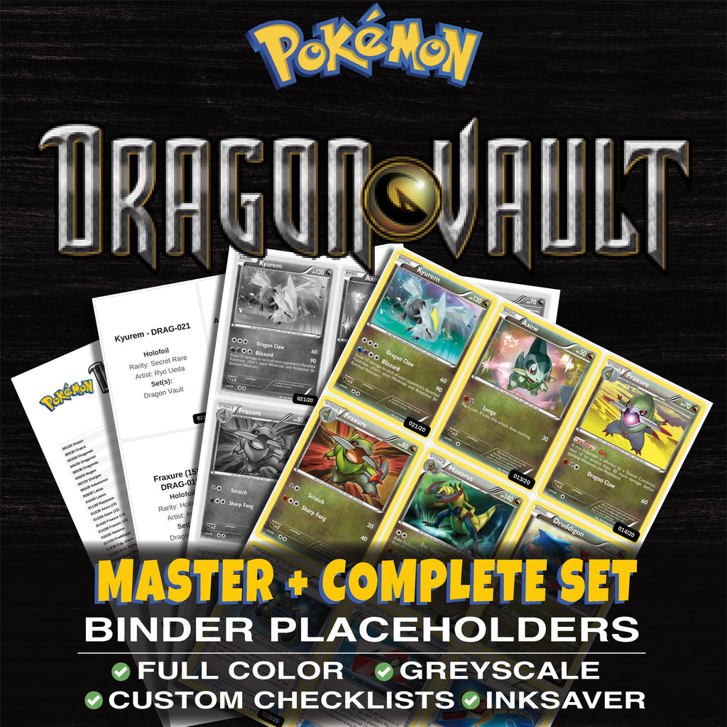 Dragon Vault Pokemon binder placeholders printable PDF - includes Kyurem