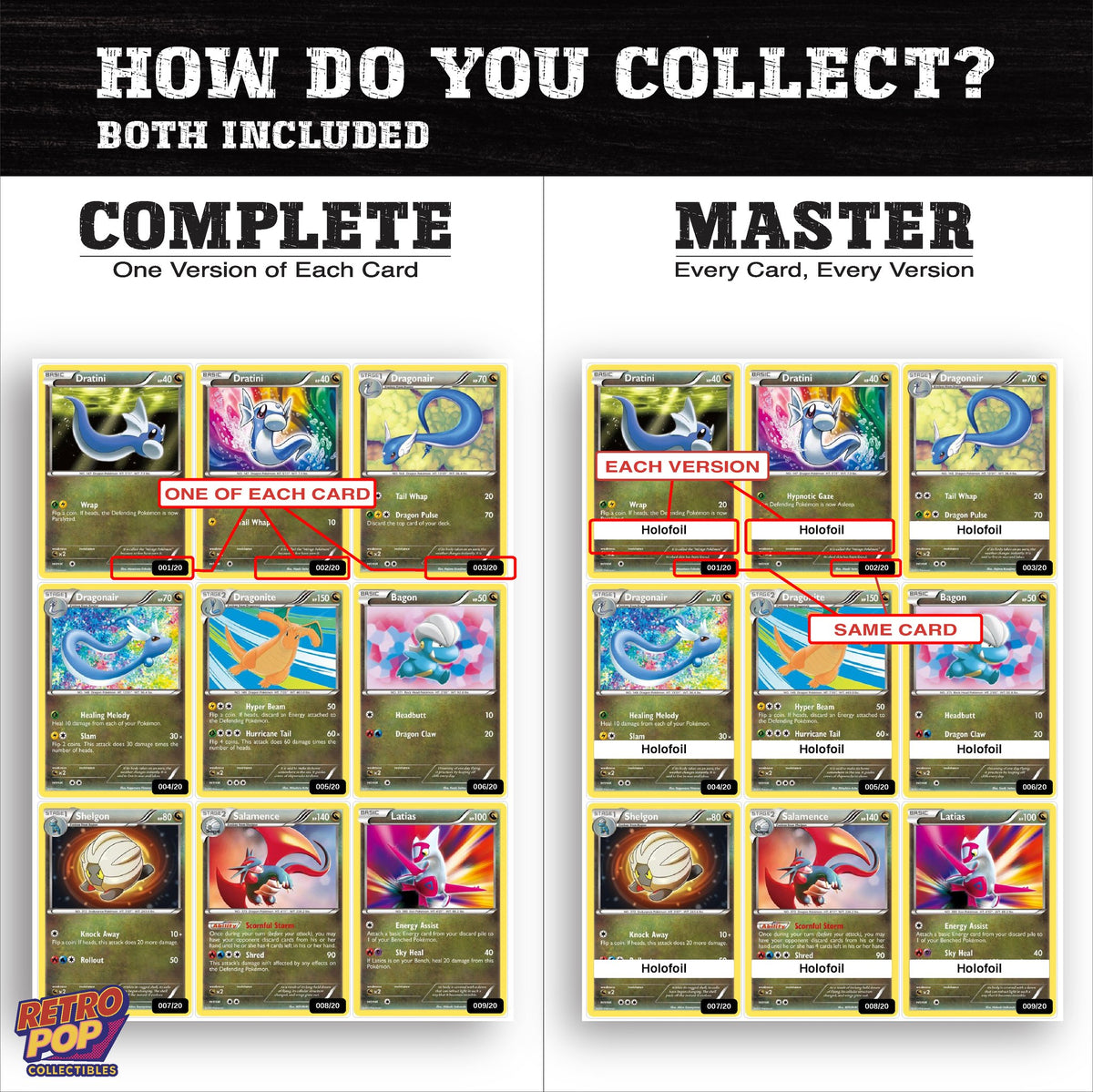 Complete Set vs Master Set versions of Dragon Vault binder placeholders
