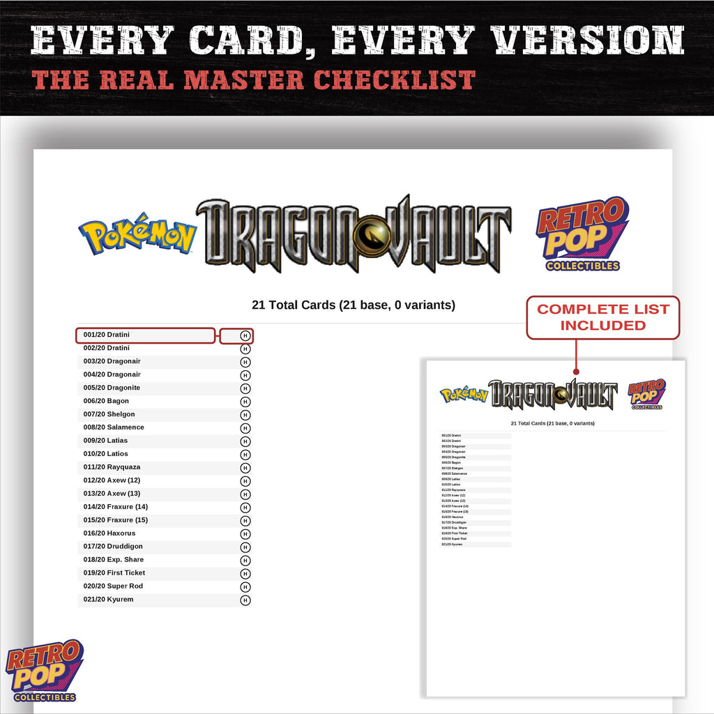 Dragon Vault Pokemon card checklist PDF preview