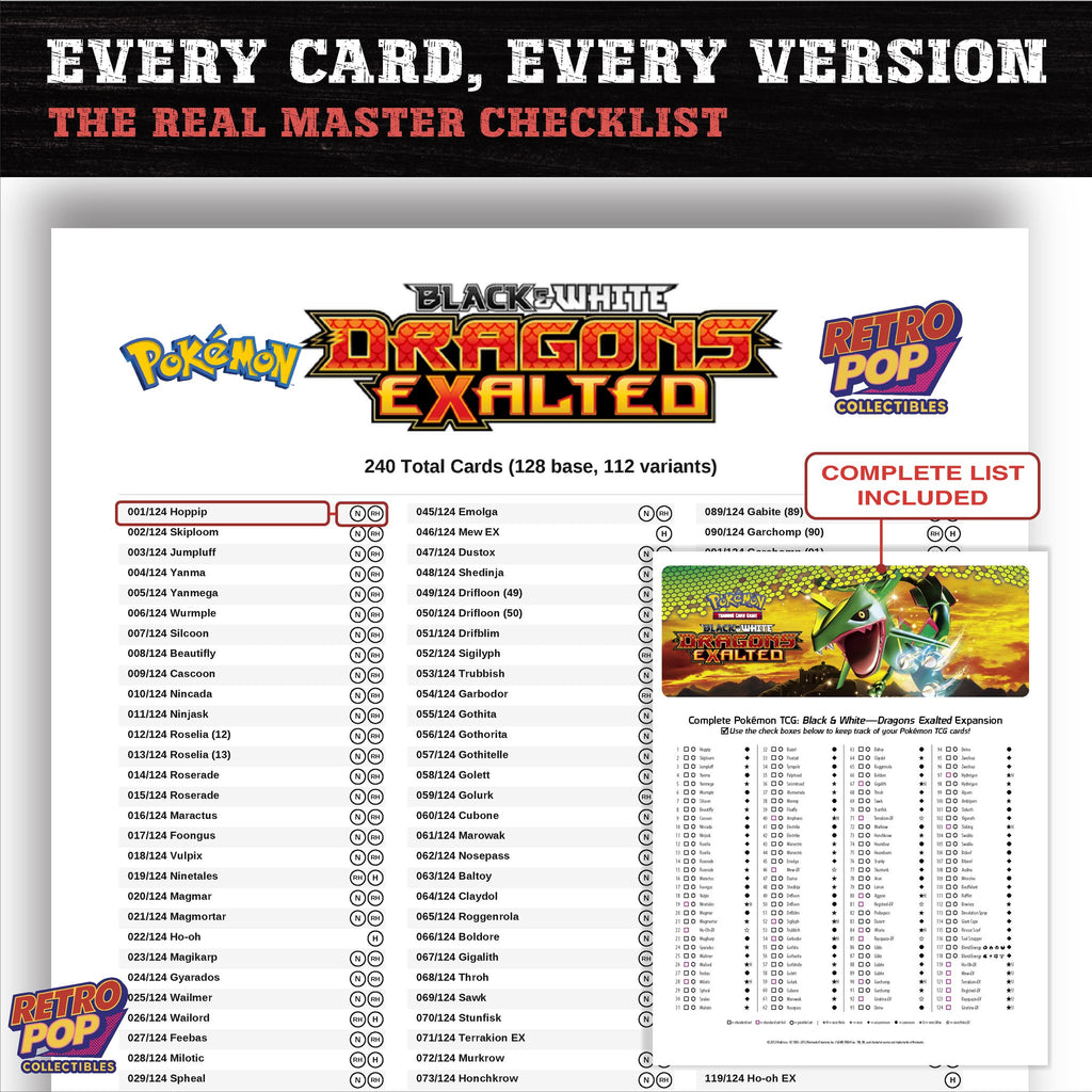 Dragons Exalted Pokemon card checklist PDF preview