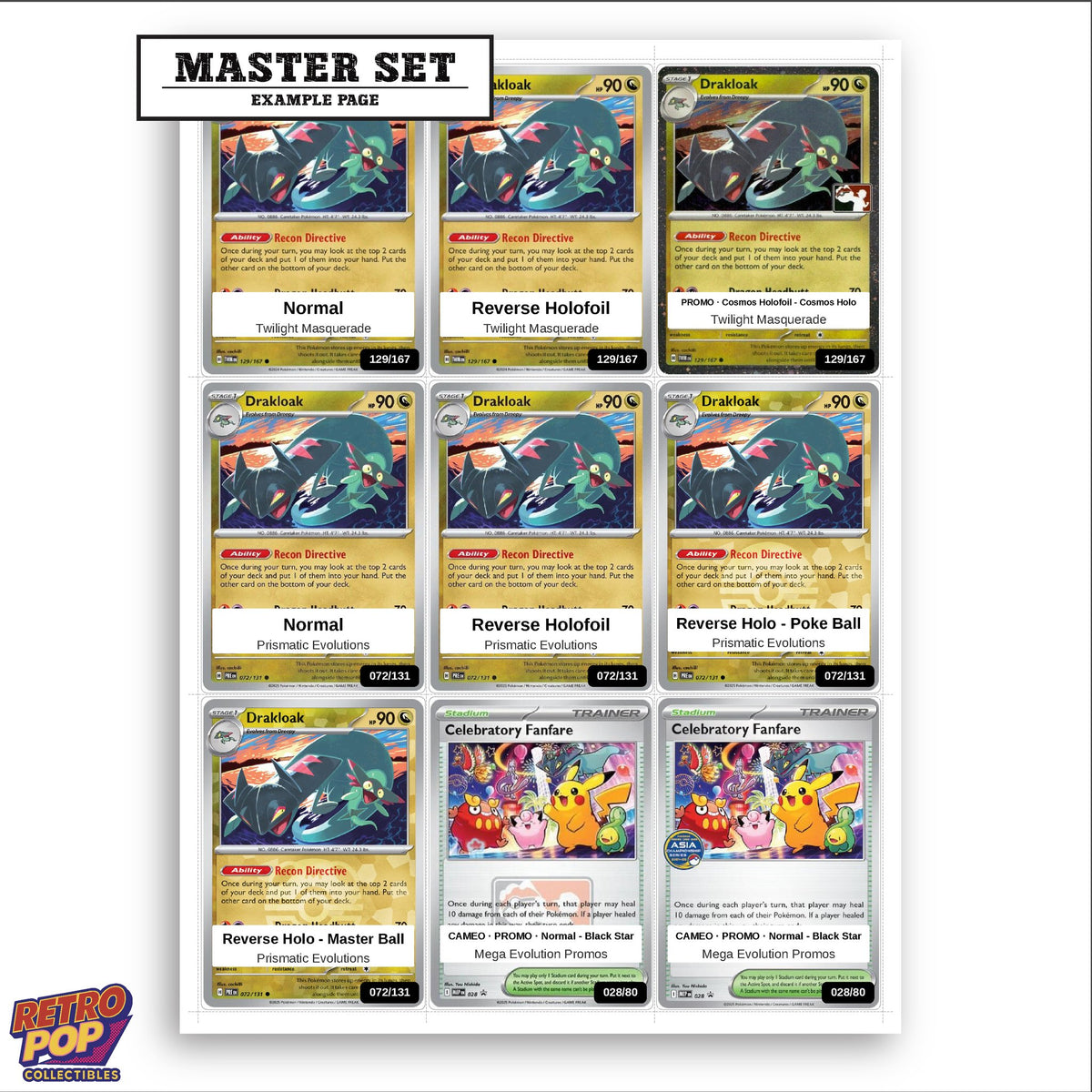 Printed Drakloak Pokemon placeholders in binder - real photo 3