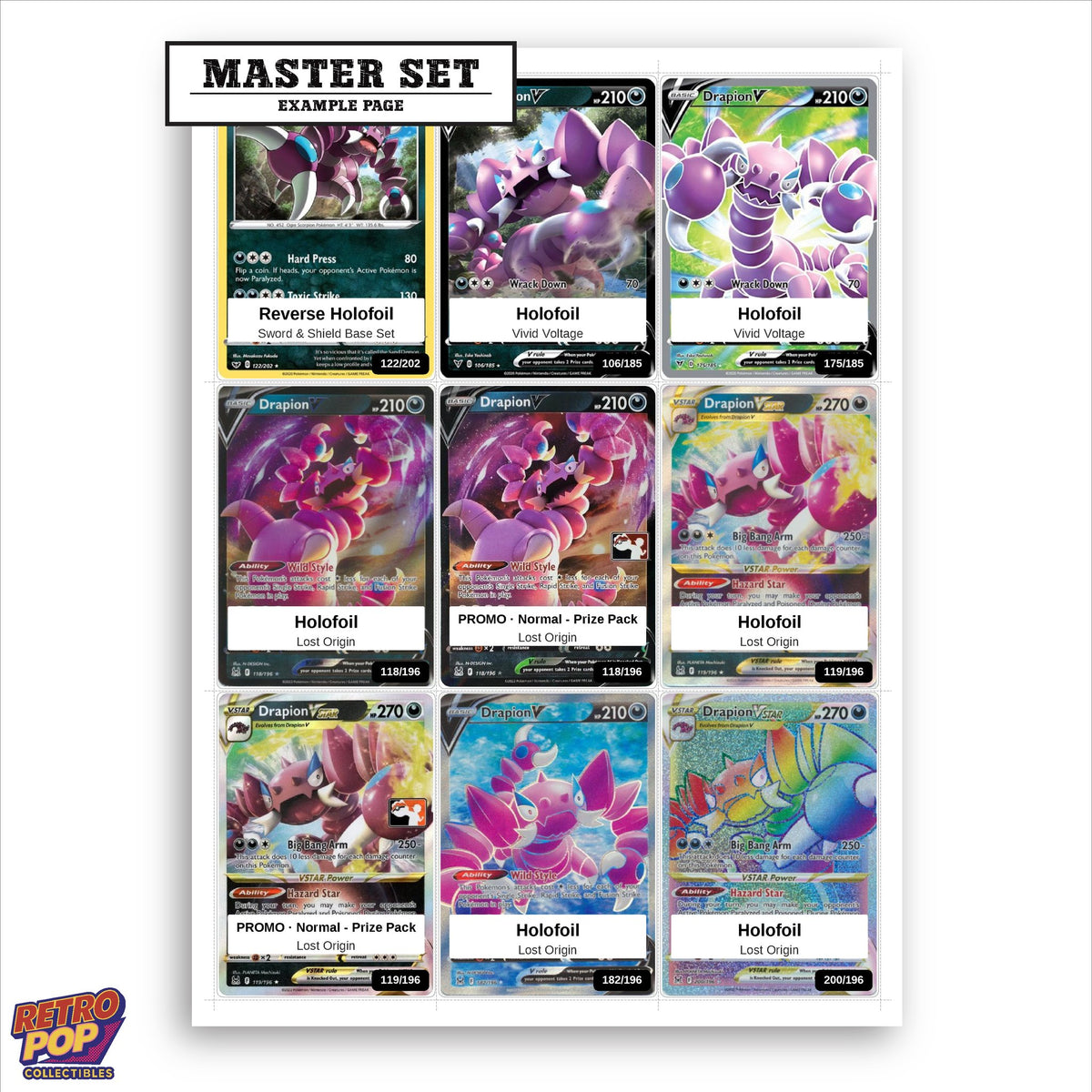 Printed Drapion Pokemon placeholders in binder - real photo 1