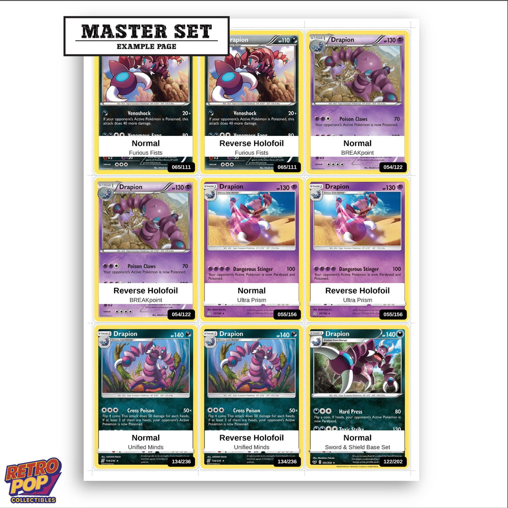 Printed Drapion Pokemon placeholders in binder - real photo 3