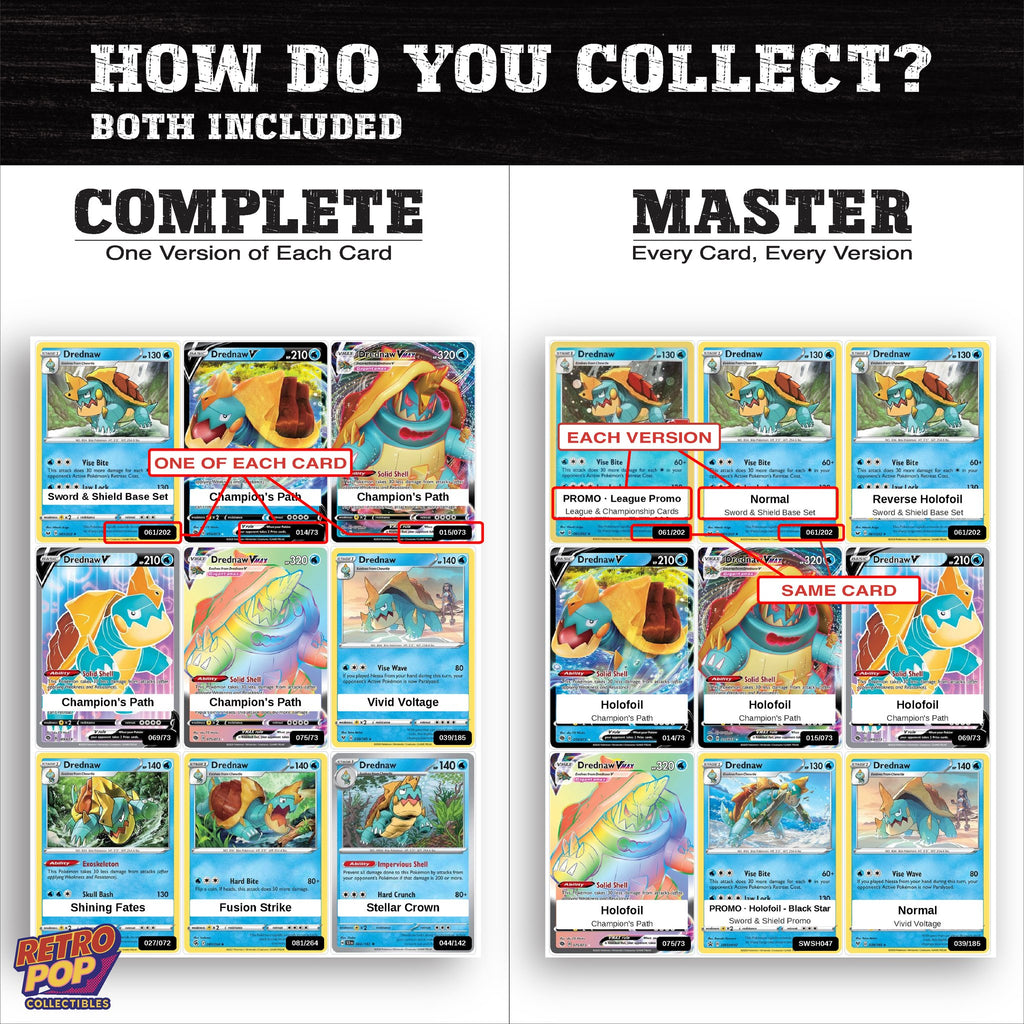Complete Set vs Master Set versions of the Drednaw binder placeholders
