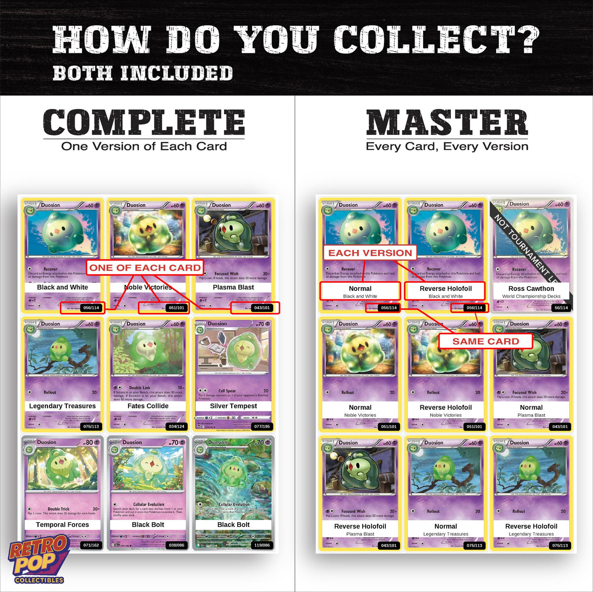 Complete Set vs Master Set versions of the Duosion binder placeholders