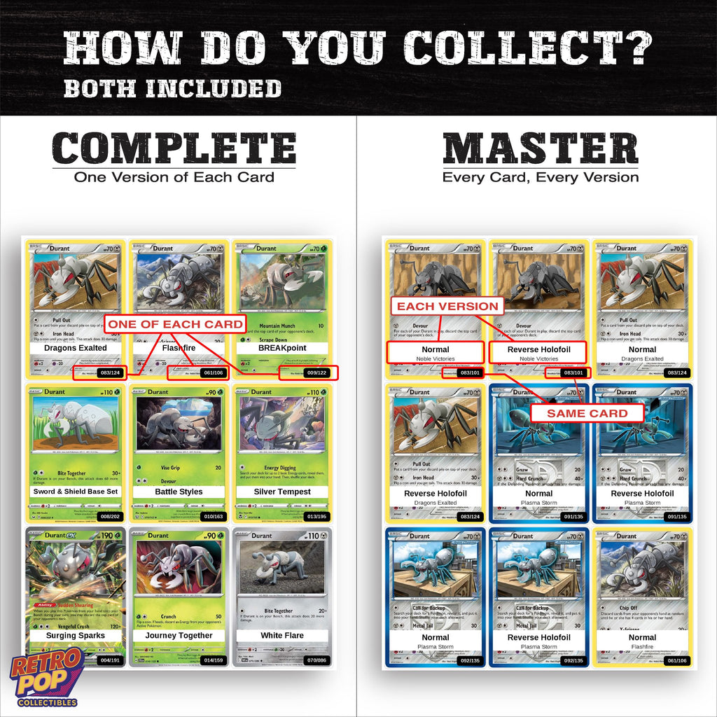 Complete Set vs Master Set versions of the Durant binder placeholders