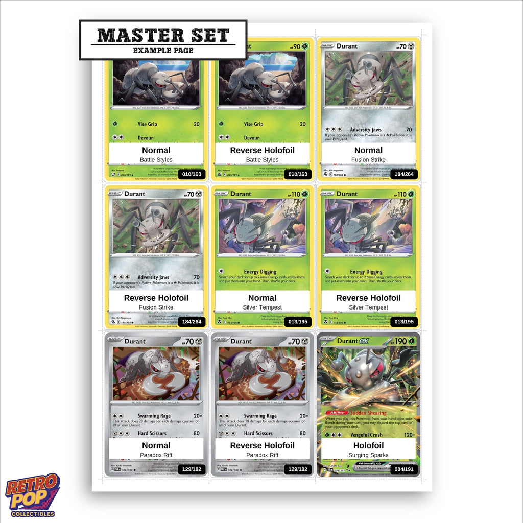Printed Durant Pokemon placeholders in binder - real photo 1