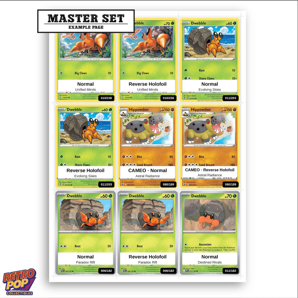 Printed Dwebble Pokemon placeholders in binder - real photo 3